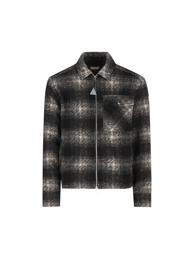Camicia Moncler con zip in jersey a quadri M2F00035 89BKBF99 MONCLER 