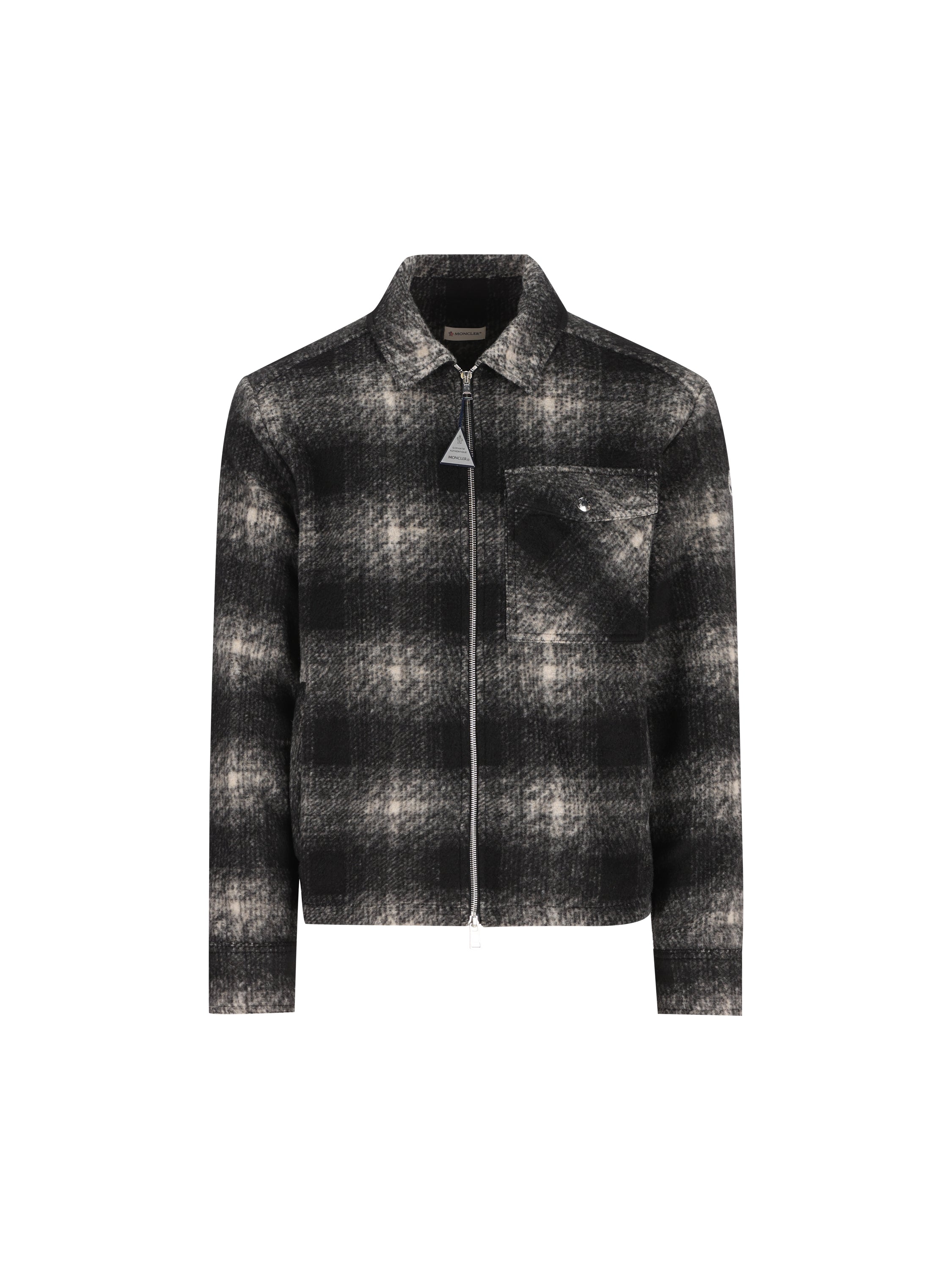 Camicia Moncler con zip in jersey a quadri M2F00035 89BKBF99 MONCLER 