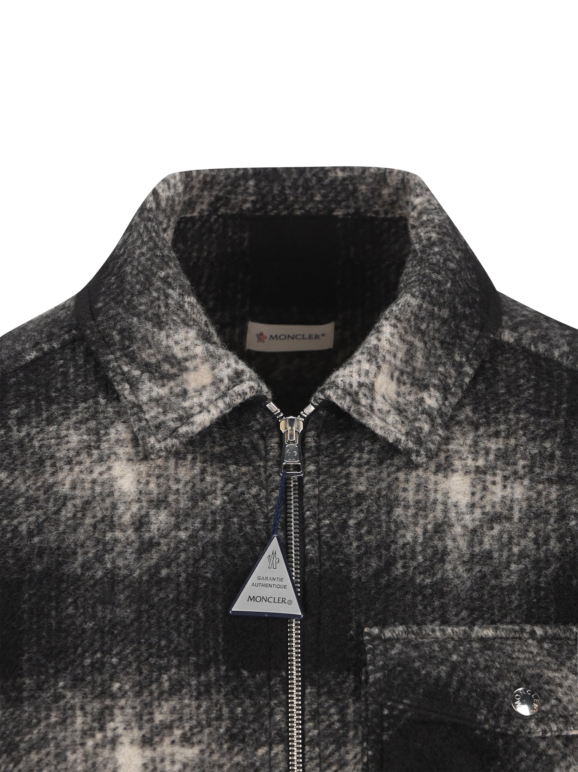 Camicia Moncler con zip in jersey a quadri M2F00035 89BKBF99 MONCLER 