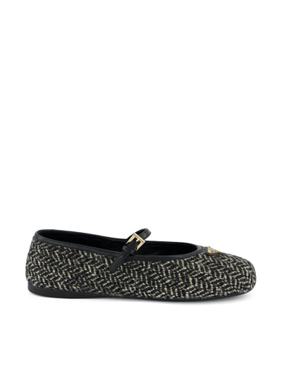 Ballerine Mary Jane in Lana e Pelle 1F689O 17WTF0964 PRADA 