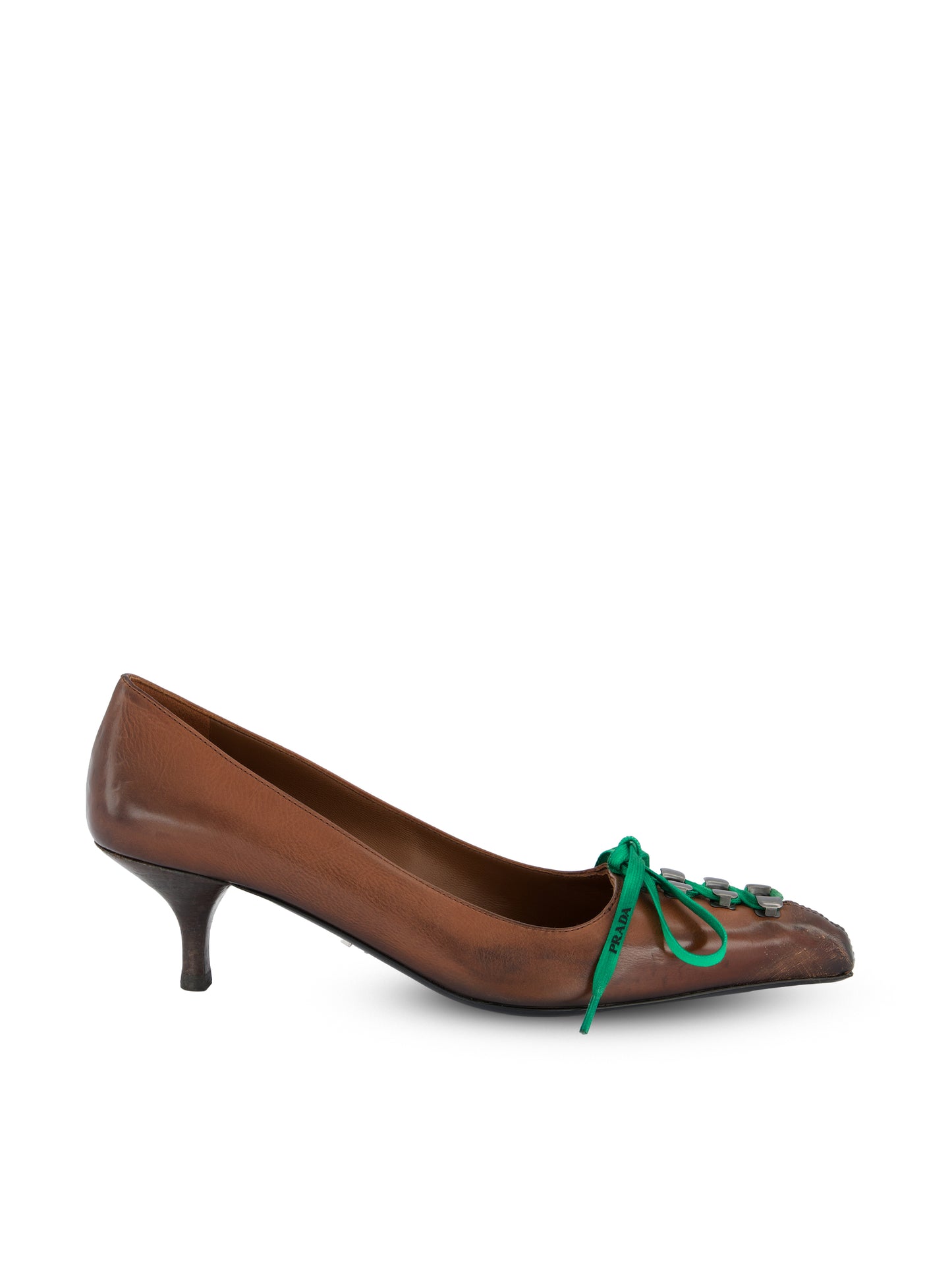Décolleté in Pelle Effetto Anticato Cacao 1I612O V69F0324 PRADA 