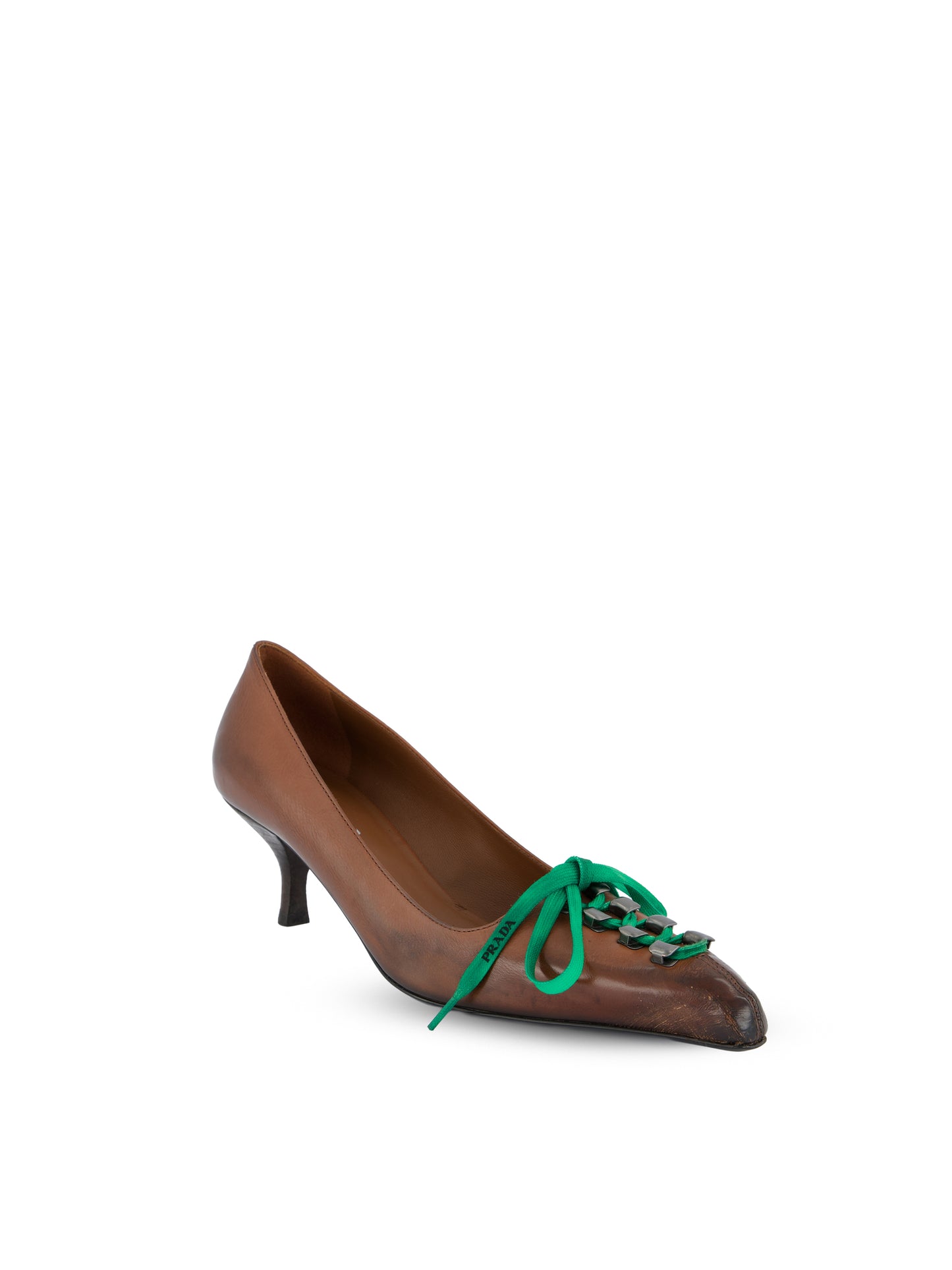 Décolleté in Pelle Effetto Anticato Cacao 1I612O V69F0324 PRADA 