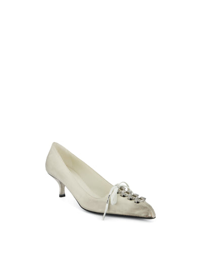 Décolleté in Pelle Effetto Anticato Talco 1I612O V69F0K74 PRADA 