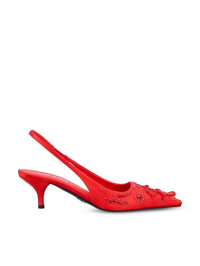 Décolleté slingback in raso con ricami 1I640O 3F7IF0011 PRADA 