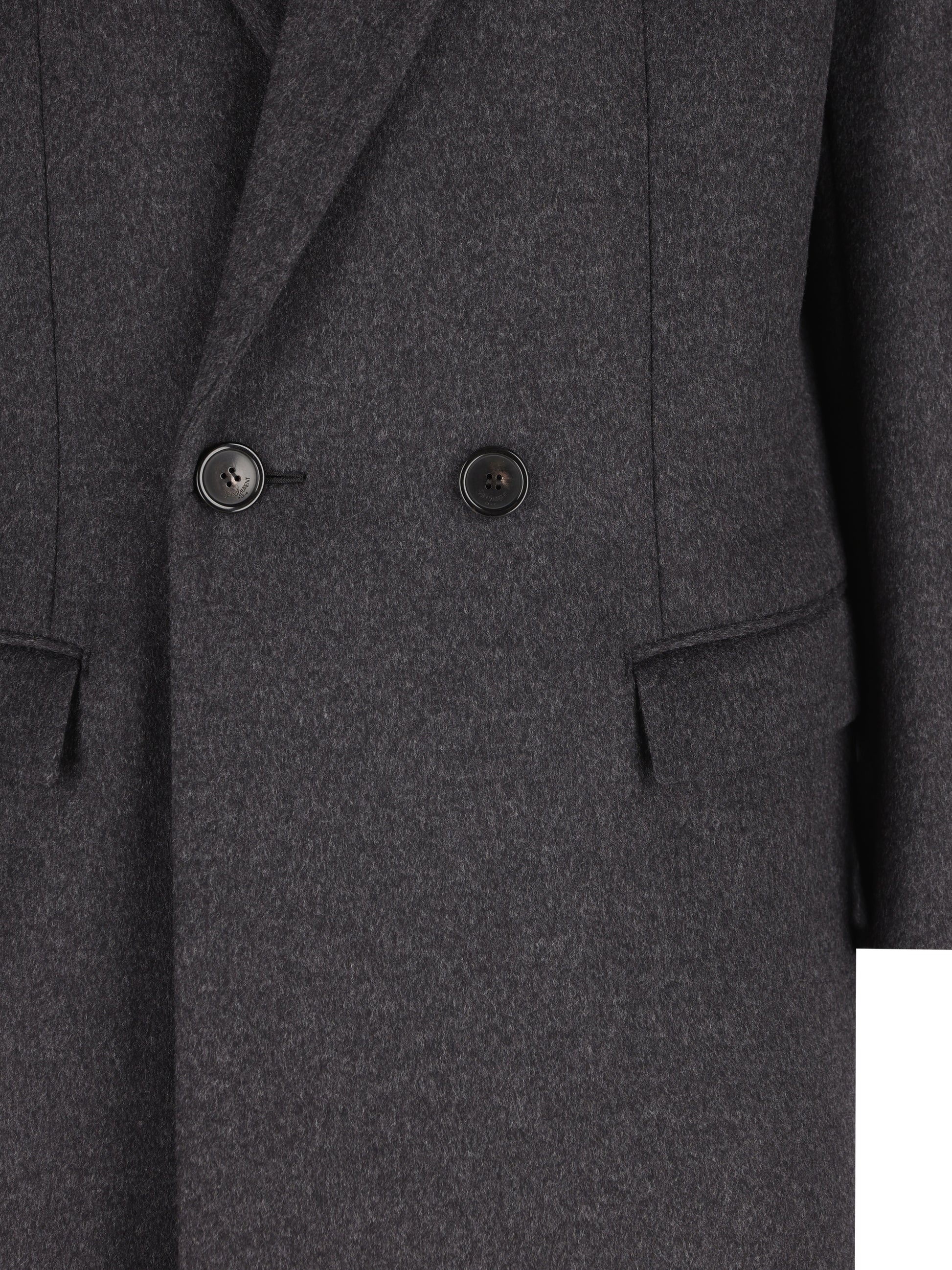 Cappotto Doppiopetto in Feltro di Lana Pettinata Double-Face 873406 Y1O111140 SAINT LAURENT 
