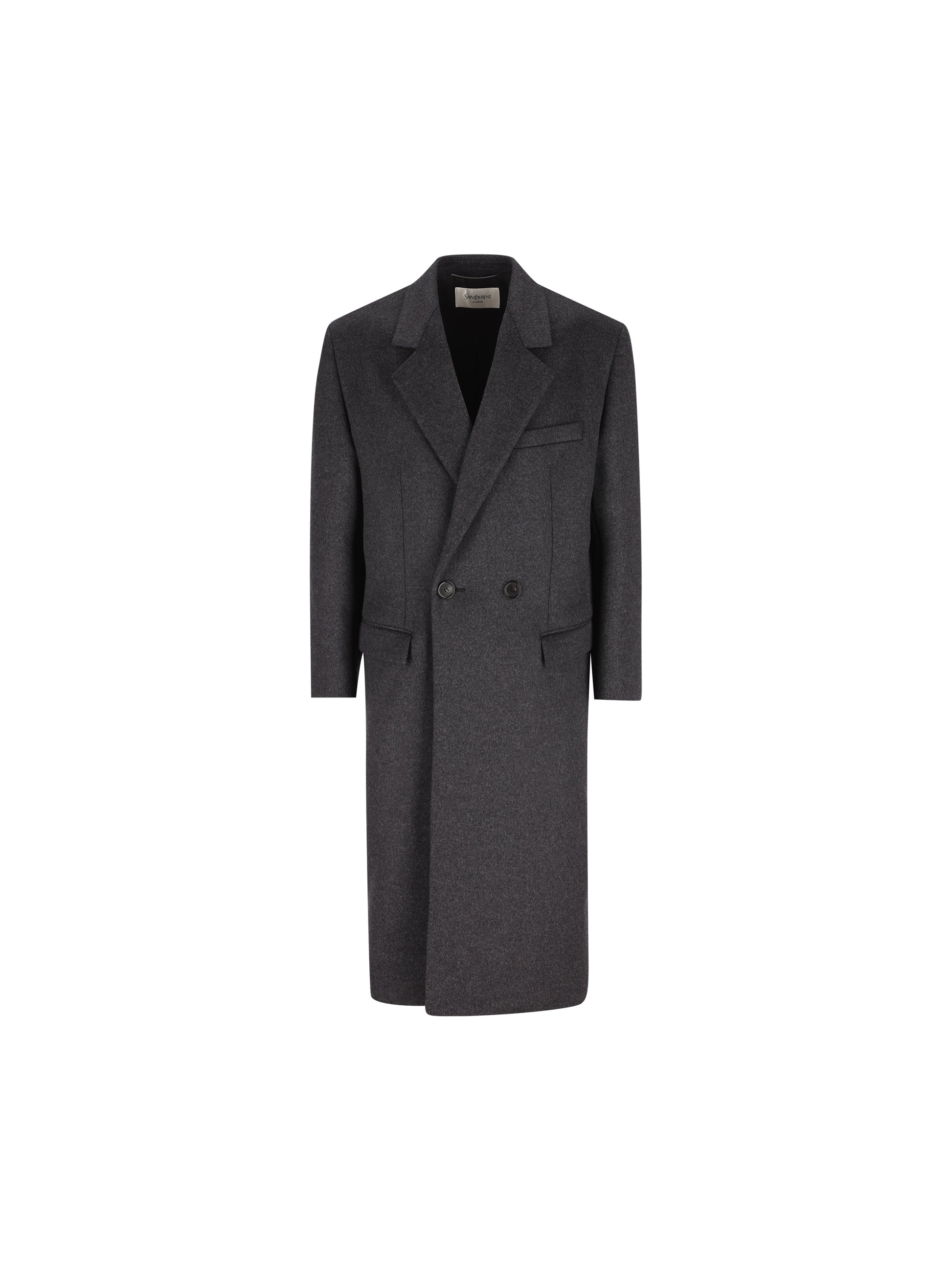 Cappotto Doppiopetto in Feltro di Lana Pettinata Double-Face 873406 Y1O111140 SAINT LAURENT 