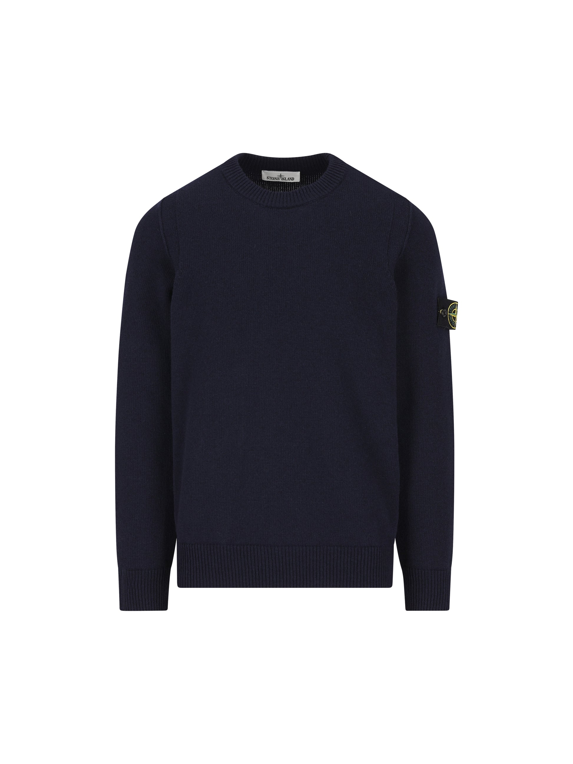 Maglione girocollo in lana d'agnello con dettagli a punto rovescio 5100072 S00A3V0020 STONE ISLAND 