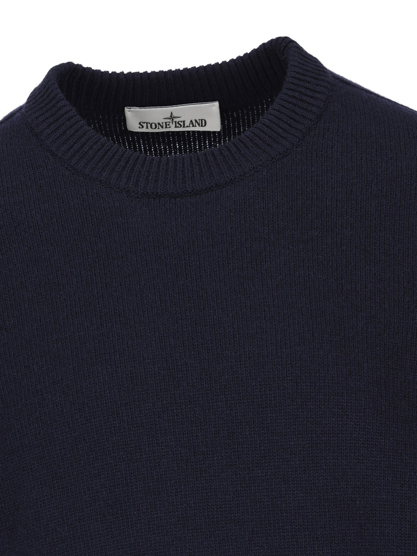 Maglione girocollo in lana d'agnello con dettagli a punto rovescio 5100072 S00A3V0020 STONE ISLAND 