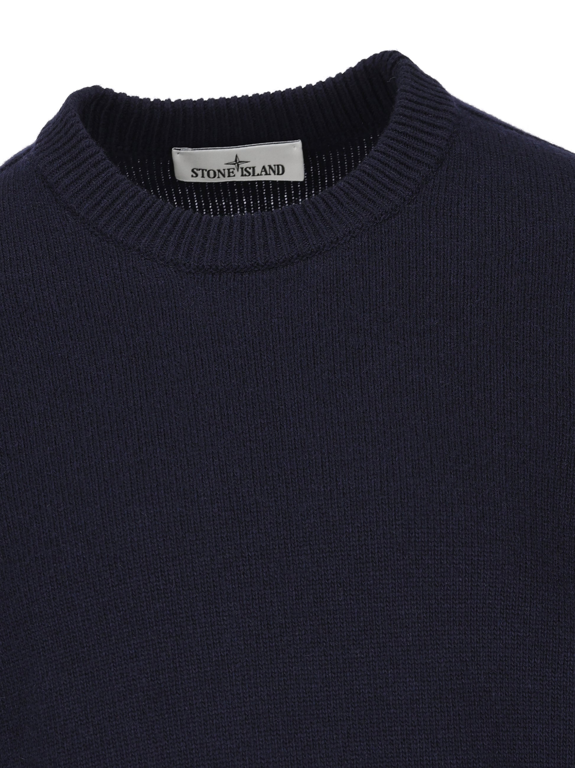 Maglione girocollo in lana d'agnello con dettagli a punto rovescio 5100072 S00A3V0020 STONE ISLAND 