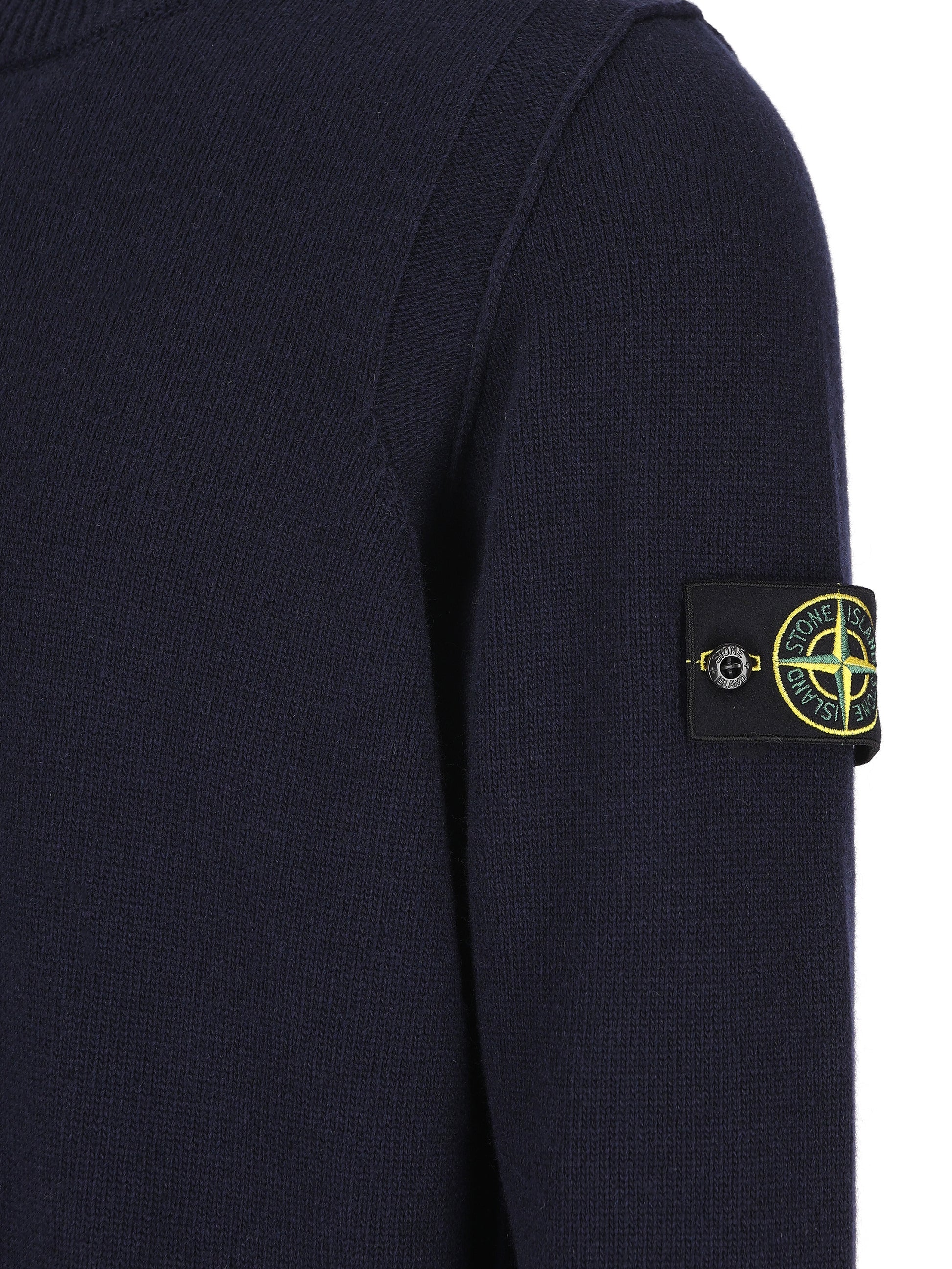 Maglione girocollo in lana d'agnello con dettagli a punto rovescio 5100072 S00A3V0020 STONE ISLAND 