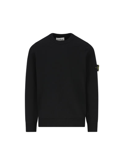Maglione girocollo in lana d'agnello con dettagli a punto rovescio 5100072 S00A3V0029 STONE ISLAND 