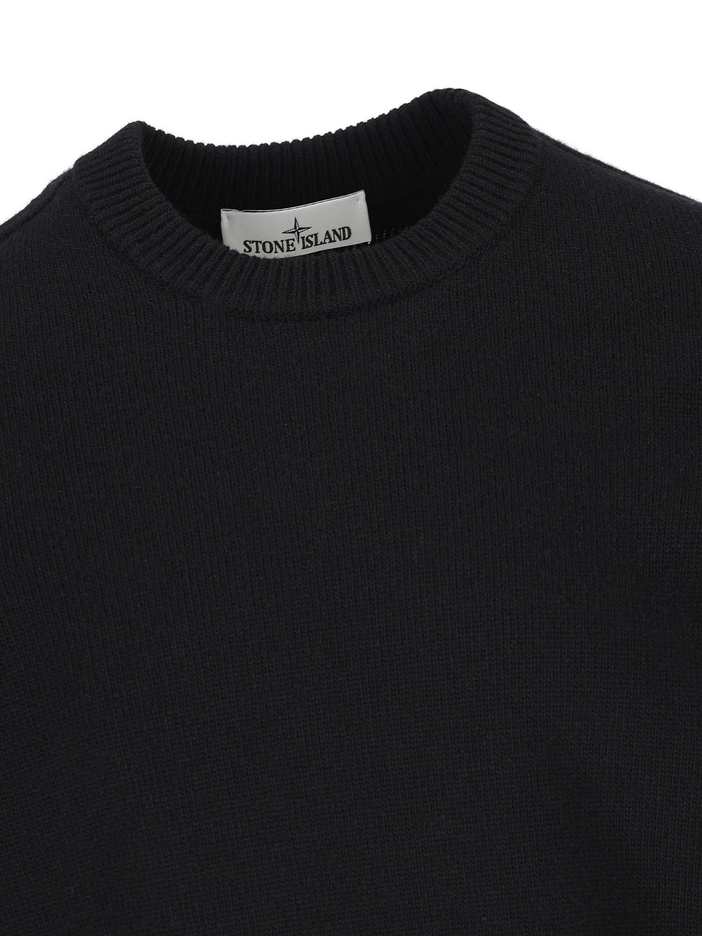 Maglione girocollo in lana d'agnello con dettagli a punto rovescio 5100072 S00A3V0029 STONE ISLAND 