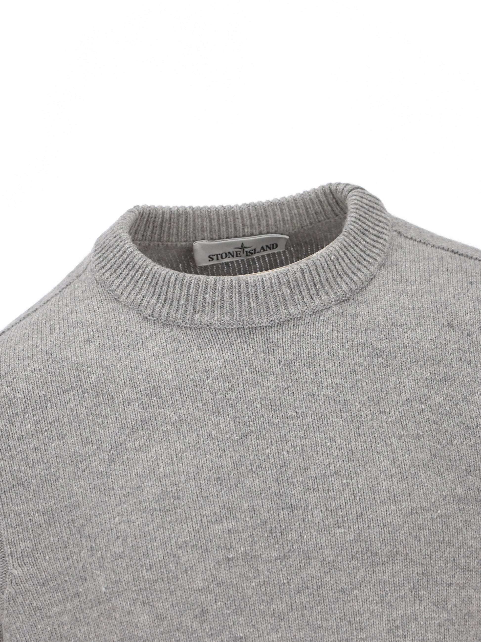 Maglione girocollo in lana d'agnello con dettagli a punto rovescio 5100072 S00A3V0M60 STONE ISLAND 