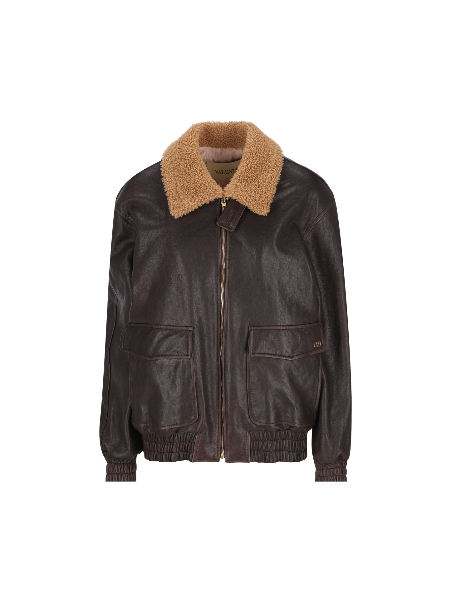 Bomber realizzato in pelle e shearling. 9B3NB16ZAB2 1YN VALENTINO GARAVANI 