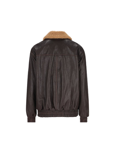 Bomber realizzato in pelle e shearling. 9B3NB16ZAB2 1YN VALENTINO GARAVANI 