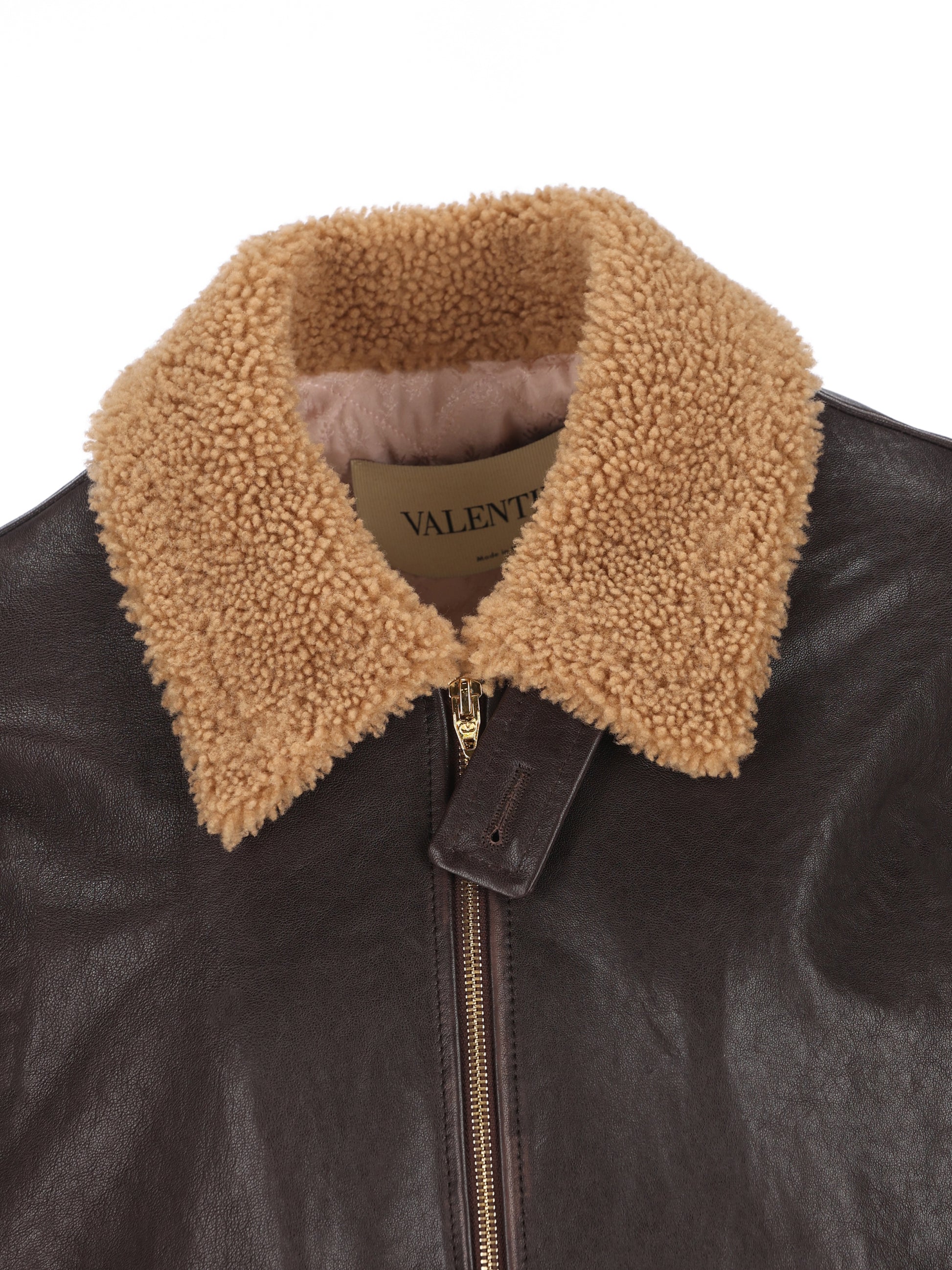 Bomber realizzato in pelle e shearling. 9B3NB16ZAB2 1YN VALENTINO GARAVANI 