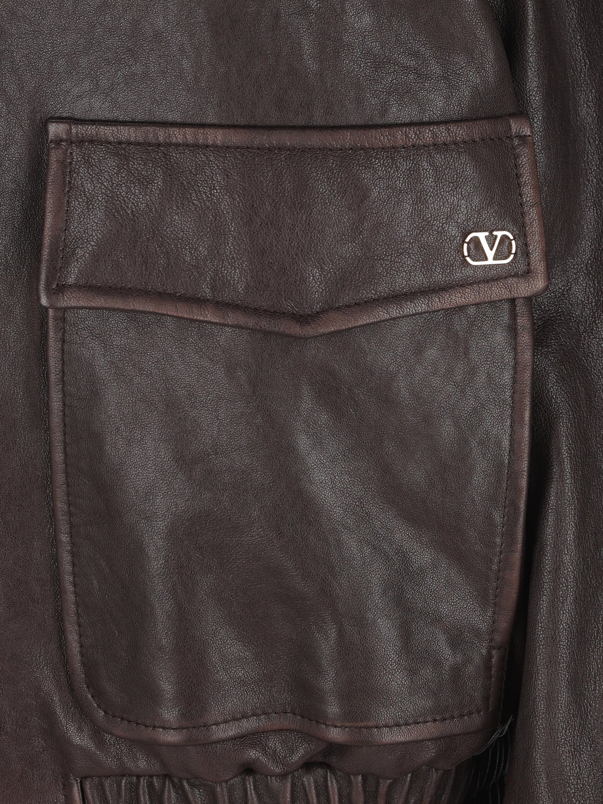 Bomber realizzato in pelle e shearling. 9B3NB16ZAB2 1YN VALENTINO GARAVANI 