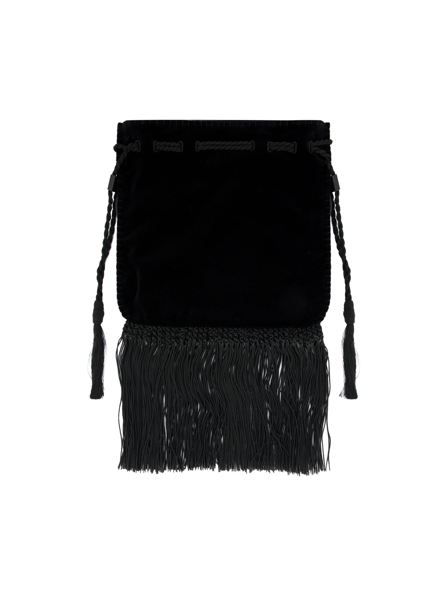 Borsa a Tracolla in Velluto con Ricamo Floreale e Frange 9W2B0T47QMD 7DL VALENTINO GARAVANI 