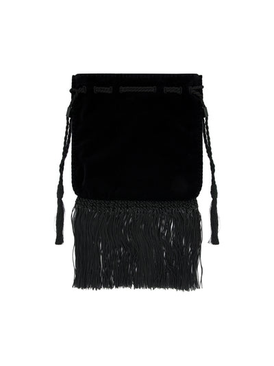 Borsa a Tracolla in Velluto con Ricamo Floreale e Frange 9W2B0T47QMD 7DL VALENTINO GARAVANI 