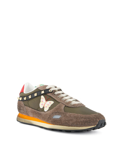 Sneaker Stud Up In Crosta E Nylon Con Ricamo Farfalla 9Y0S0O23ENB 1RE VALENTINO GARAVANI 