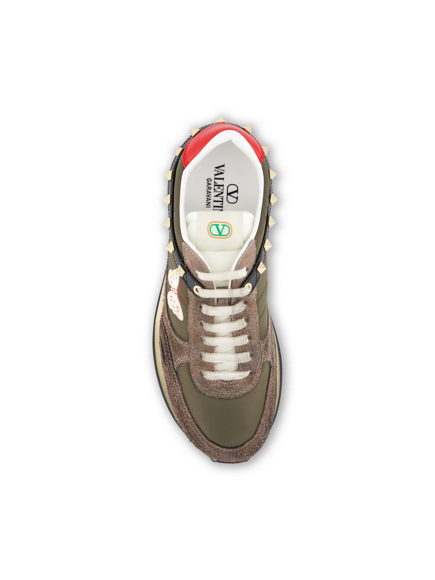 Sneaker Stud Up In Crosta E Nylon Con Ricamo Farfalla 9Y0S0O23ENB 1RE VALENTINO GARAVANI 