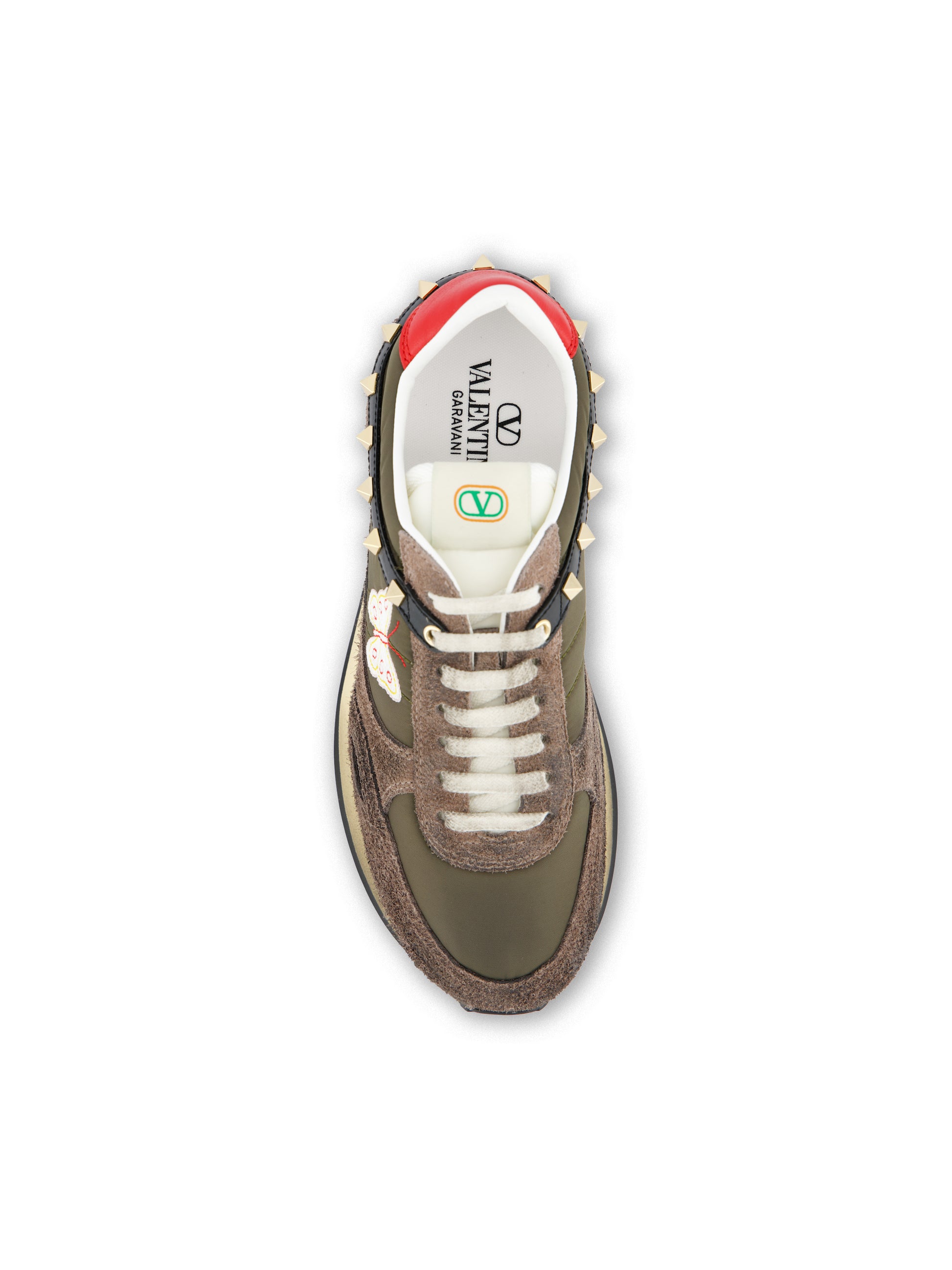 Sneaker Stud Up In Crosta E Nylon Con Ricamo Farfalla 9Y0S0O23ENB 1RE VALENTINO GARAVANI 