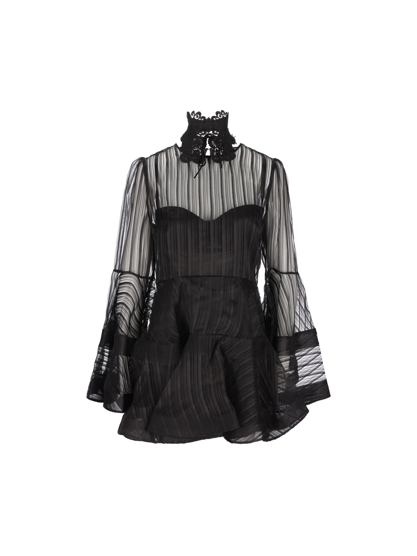 Mini Abito a Campana Valiant in organza di seta 0250DF261 BLK ZIMMERMANN 