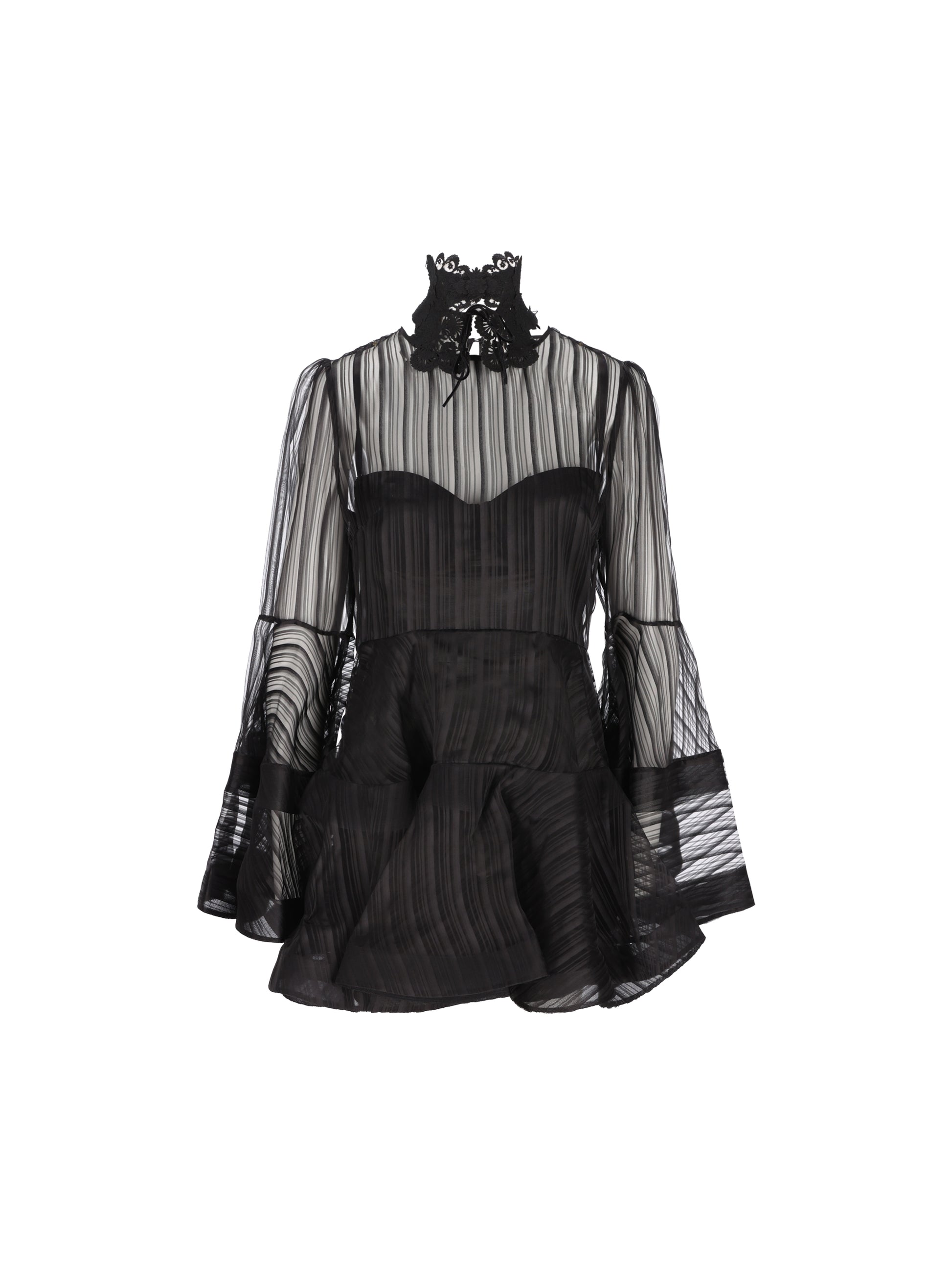 Mini Abito a Campana Valiant in organza di seta 0250DF261 BLK ZIMMERMANN 