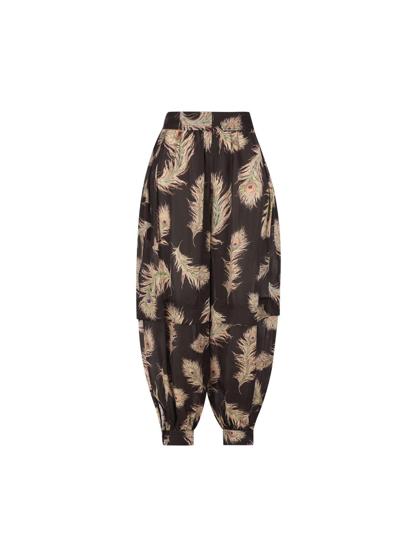 Pantalone in seta con stampa piume di pavone 4843PF261 BLKFEA ZIMMERMANN 