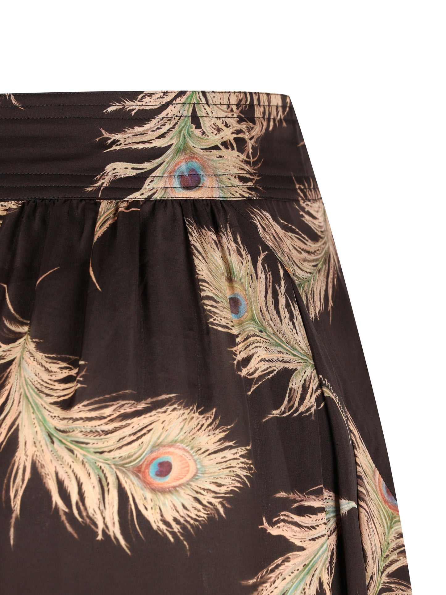 Pantalone in seta con stampa piume di pavone 4843PF261 BLKFEA ZIMMERMANN 