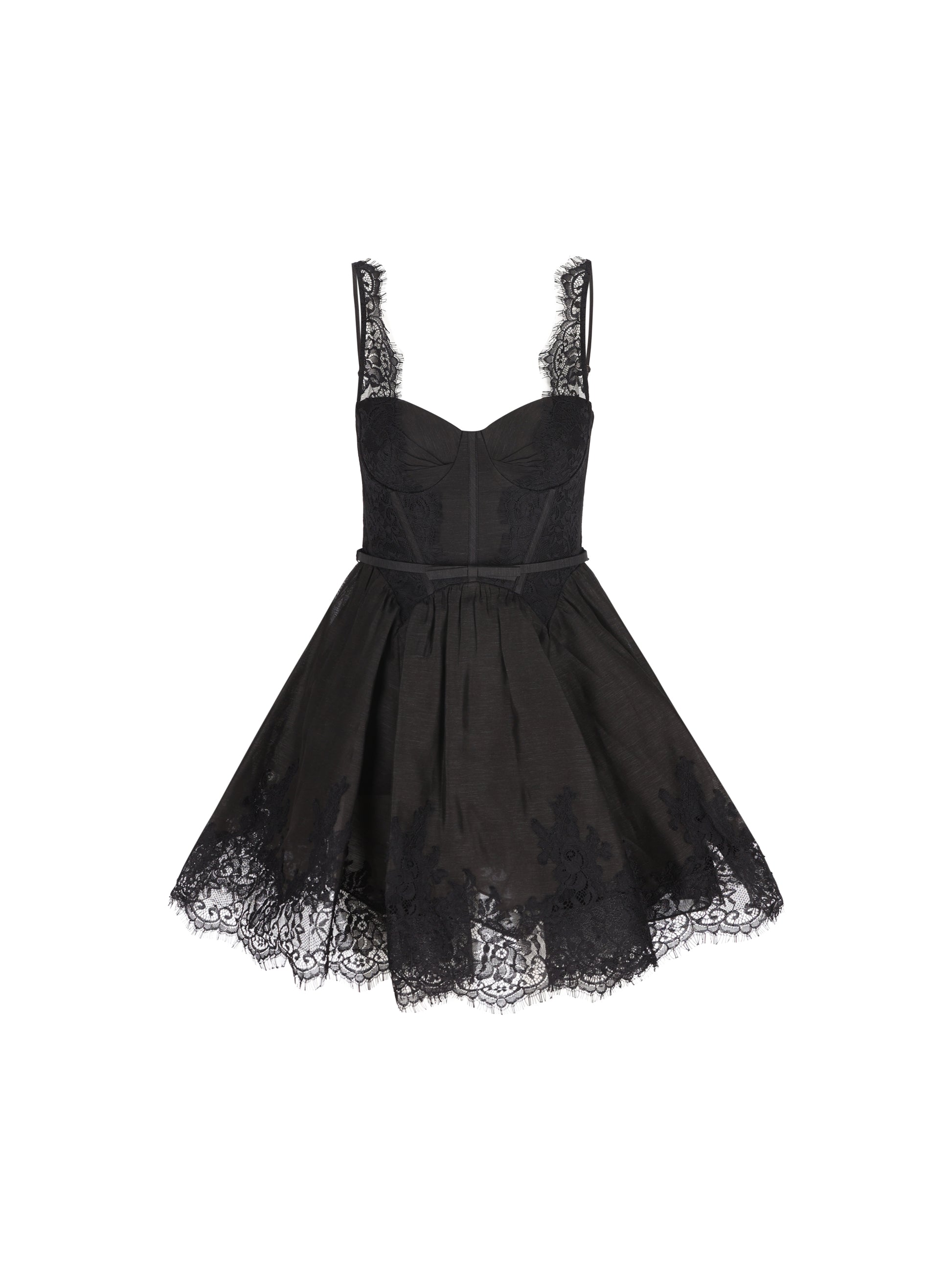 Mini abito Valiant con pizzo 9399DF261 BLK ZIMMERMANN 