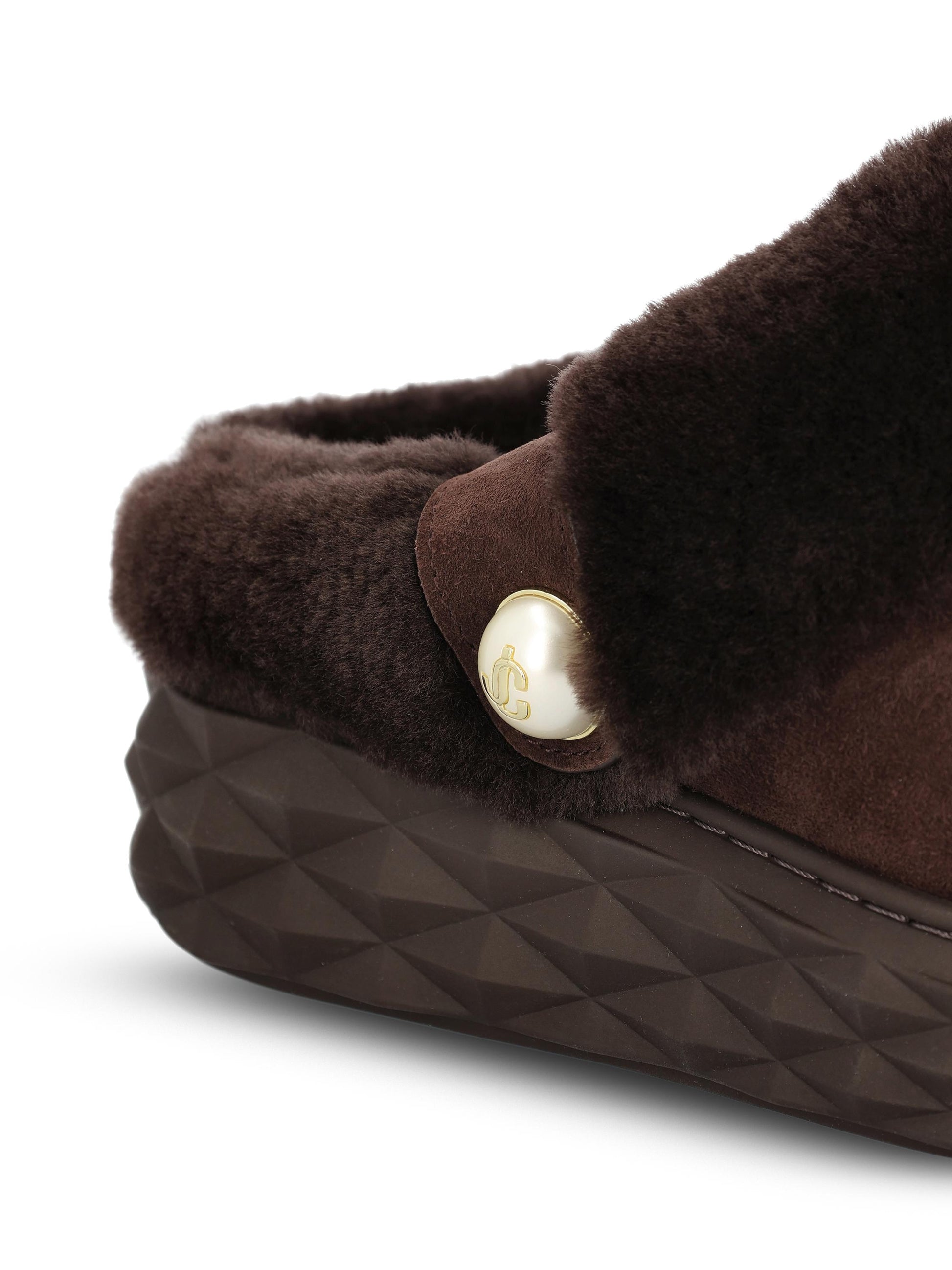 Mule realizzate in pelle scamosciata. DIAMOND MAXI MULE/F FUWV CHOCOLATE/CHOCOLATE JIMMY CHOO 