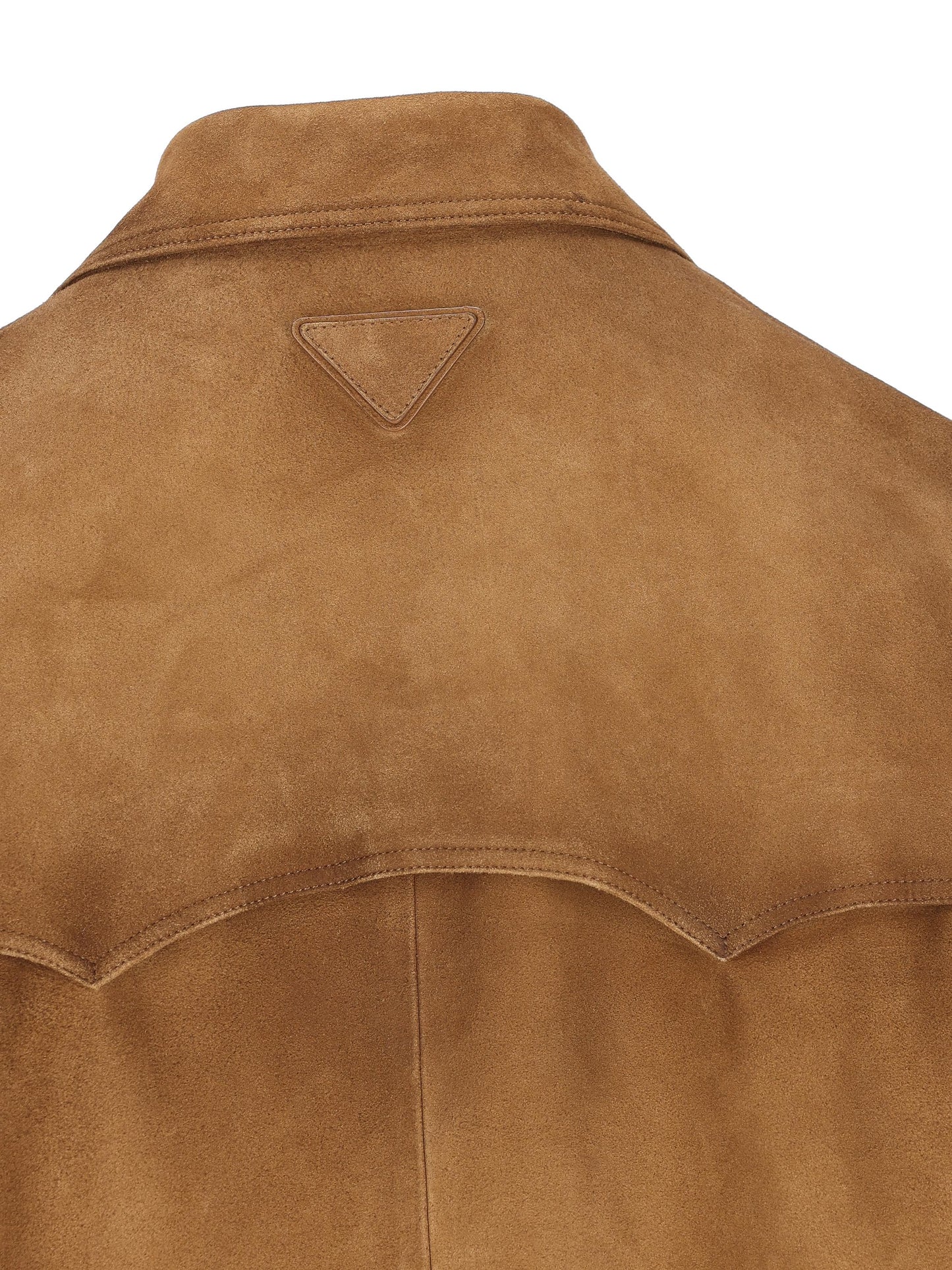 Giacca in pelle scamosciata tabacco UPW567 1V97F0005 PRADA 