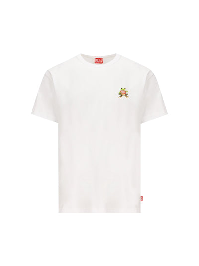 T-shirt con stampa di rana e logo A21651 0PLAT100 DIESEL 