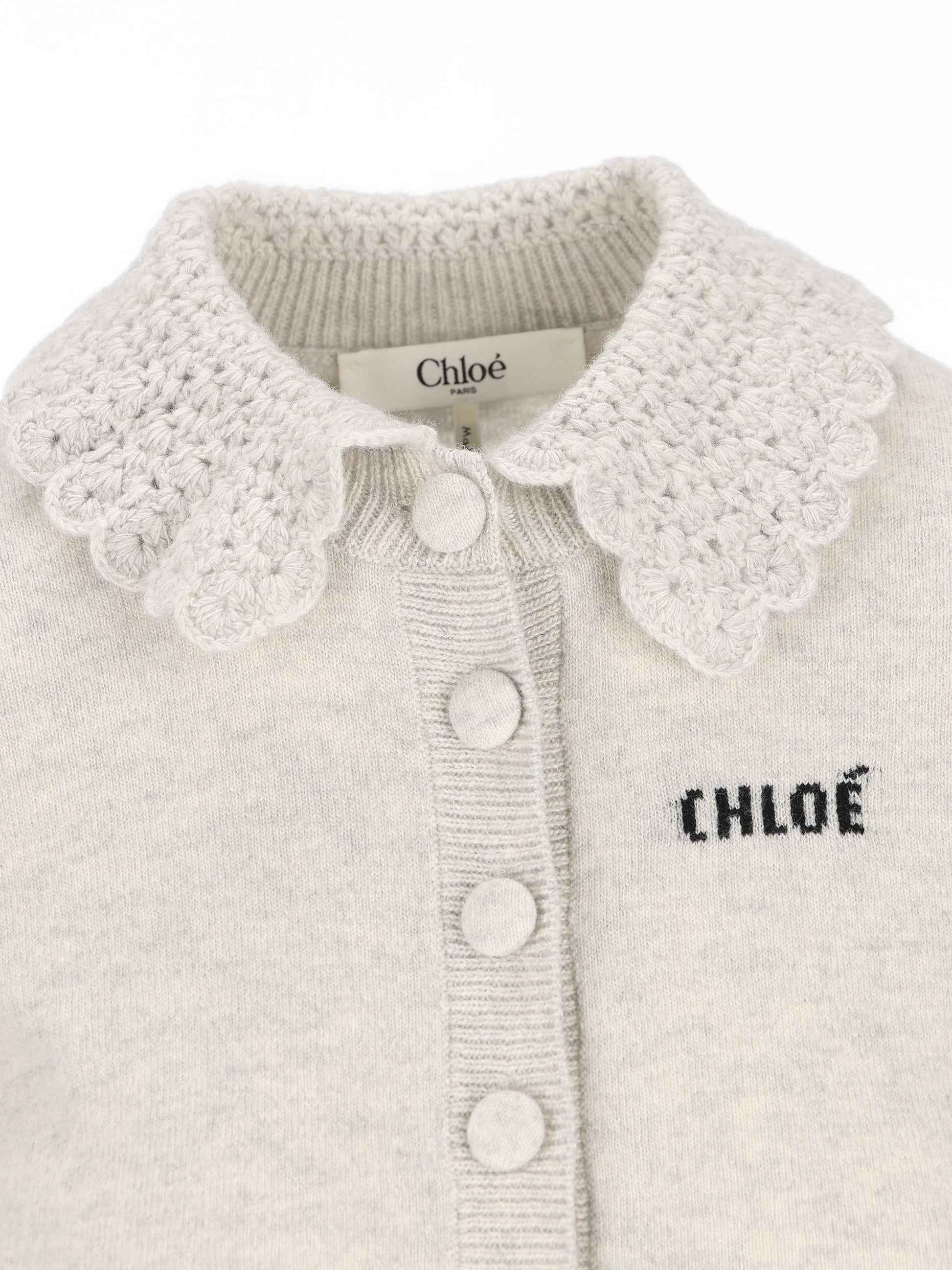 Cardigan aderente con logo in maglia di lana CH26SMC03530 00N CHLOE' 