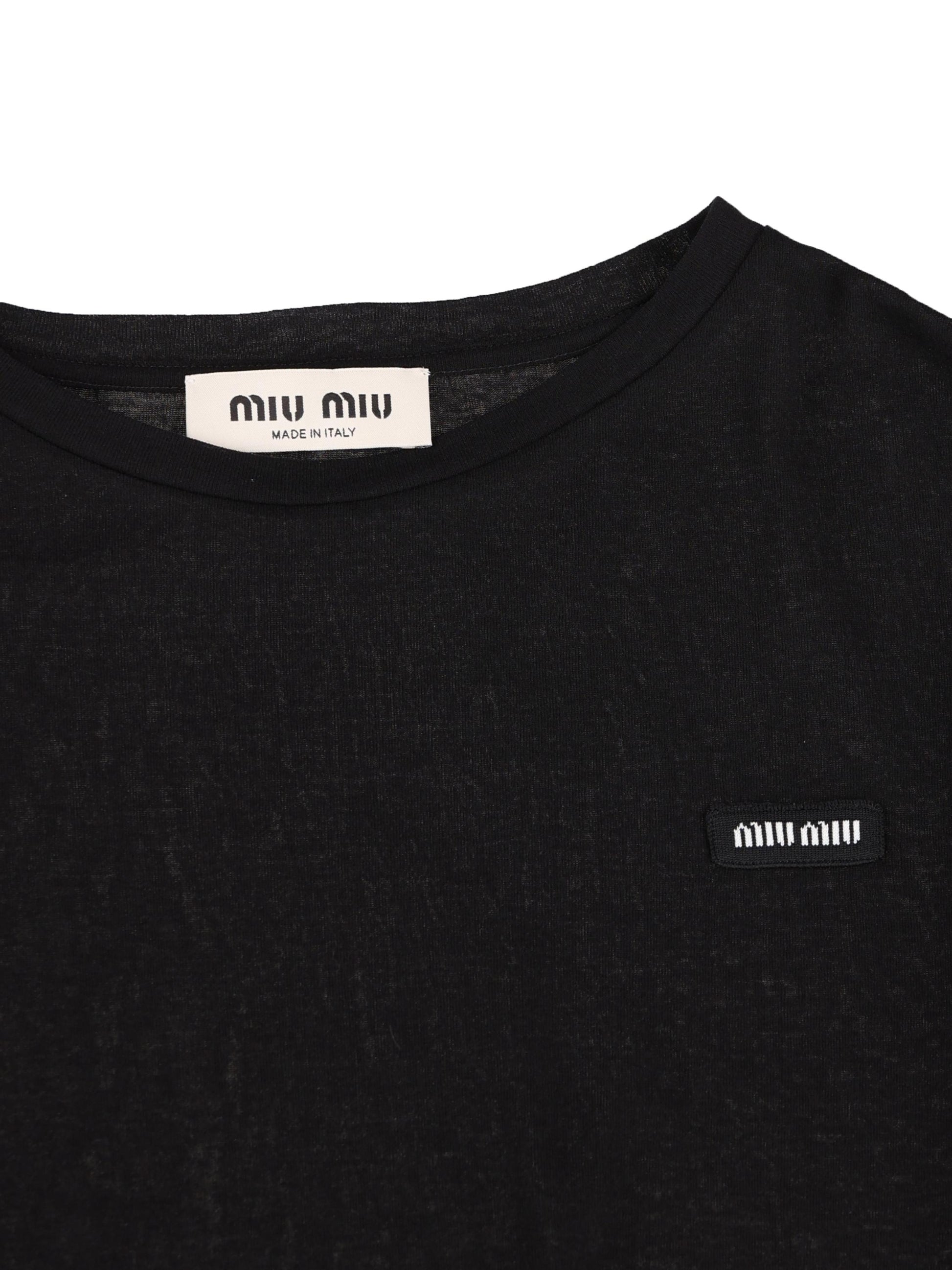 T-shirt aderente in jersey costina MJN466 133OF0002 MIU MIU 