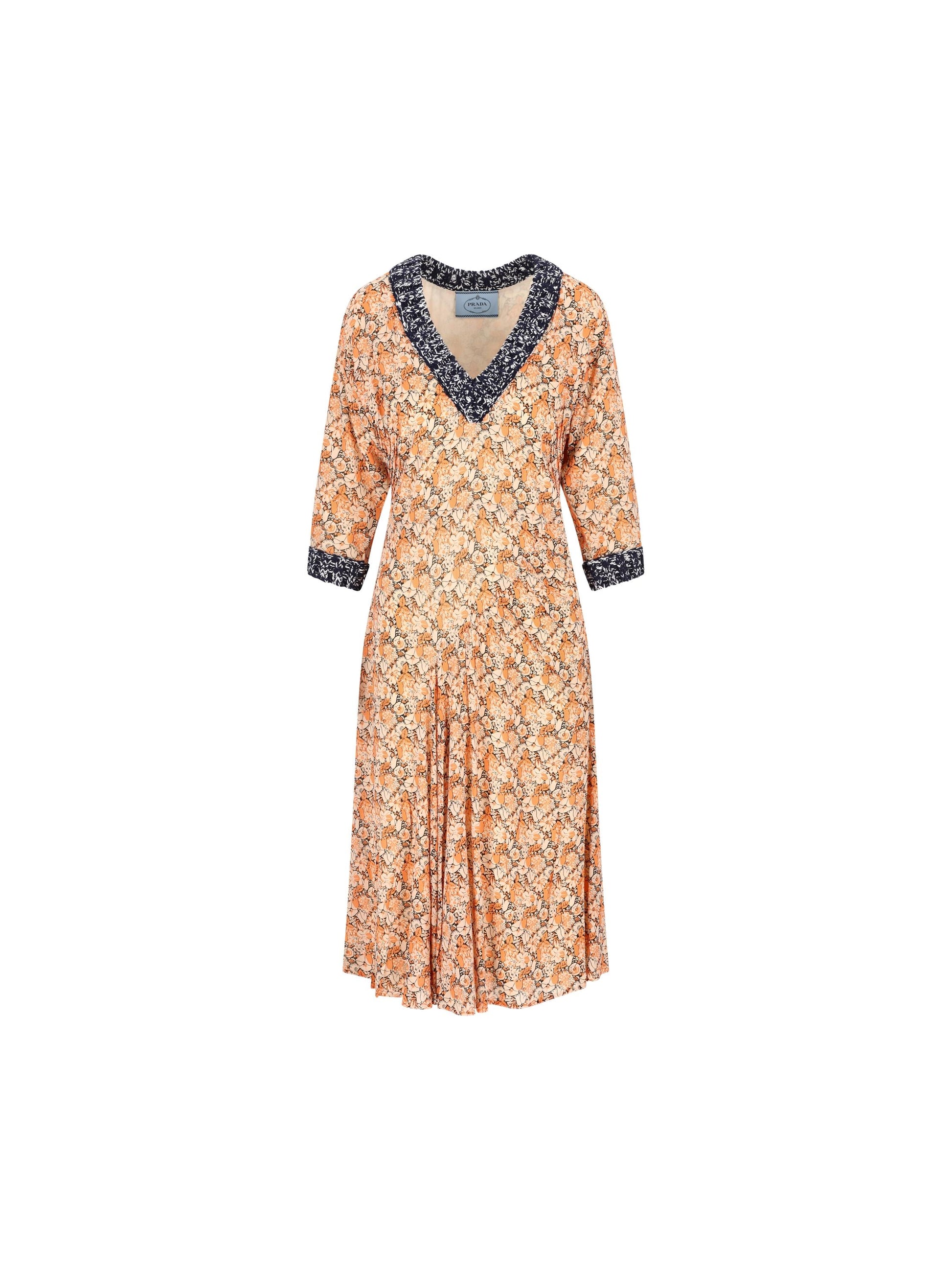 Abito in seta ed elastan con stampa floreale P3Q37 17Z8F0075 PRADA 