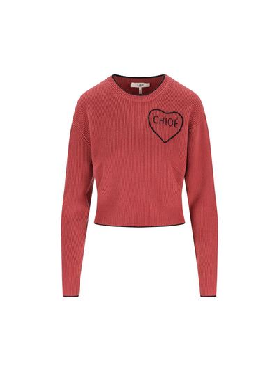 Pullover corto con logo in maglia di lana CH26SMP39710 6AN CHLOE' 