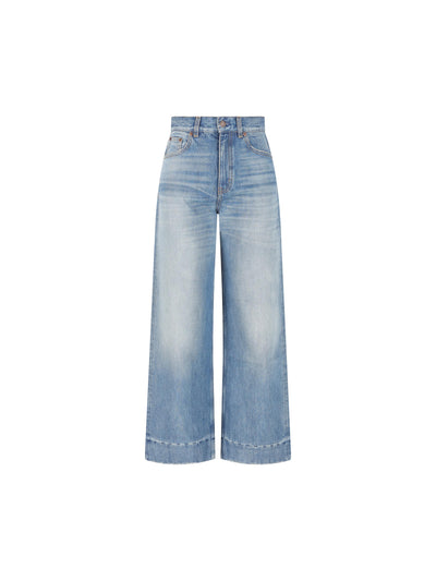 Jeans corti a vita alta in denim CH26SDP43252 40R CHLOE' 