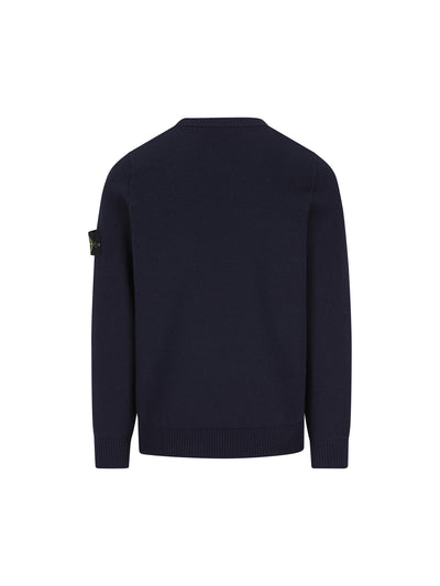 Maglione girocollo in lana dagnello con dettagli a punto rovescio 5100072 S00A3V0020 STONE ISLAND 