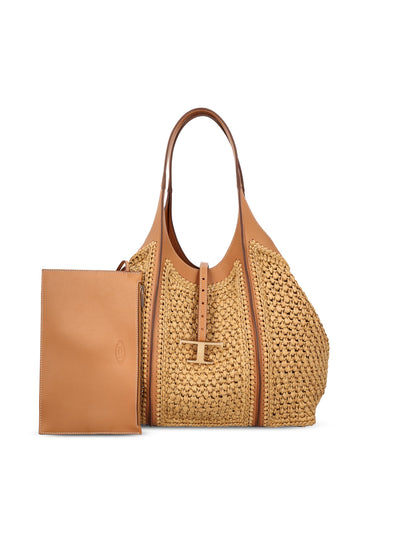 Borsa realizzata in pelle e rafia. XBWTSBAR300RGM 0XM5 TOD'S 
