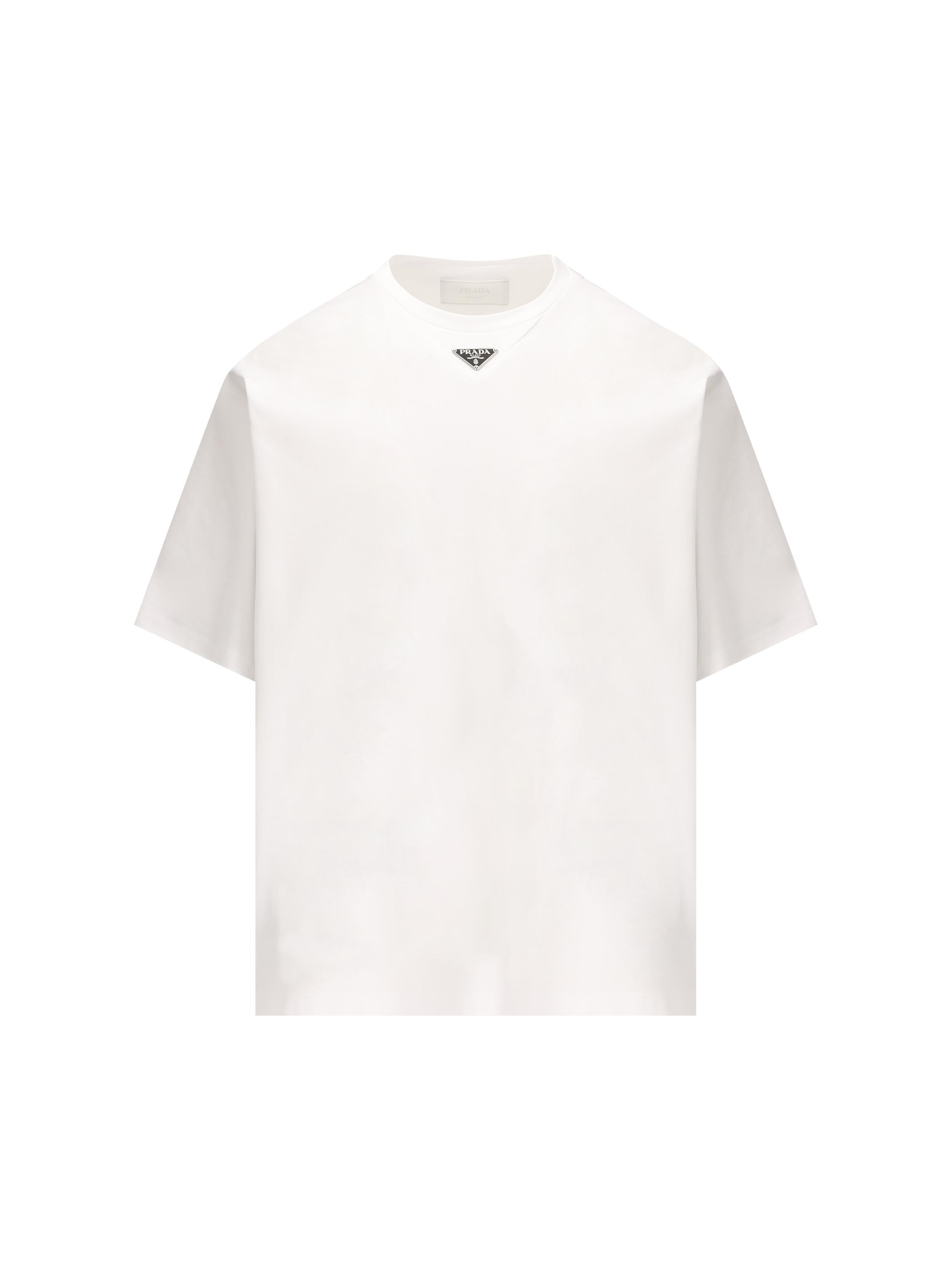 PRADA トライアングルロゴ　コットン Tシャツ　メンズ　Mサイズ　ホワイト PRADA Cotton T-shirt – Franzkraler.com
