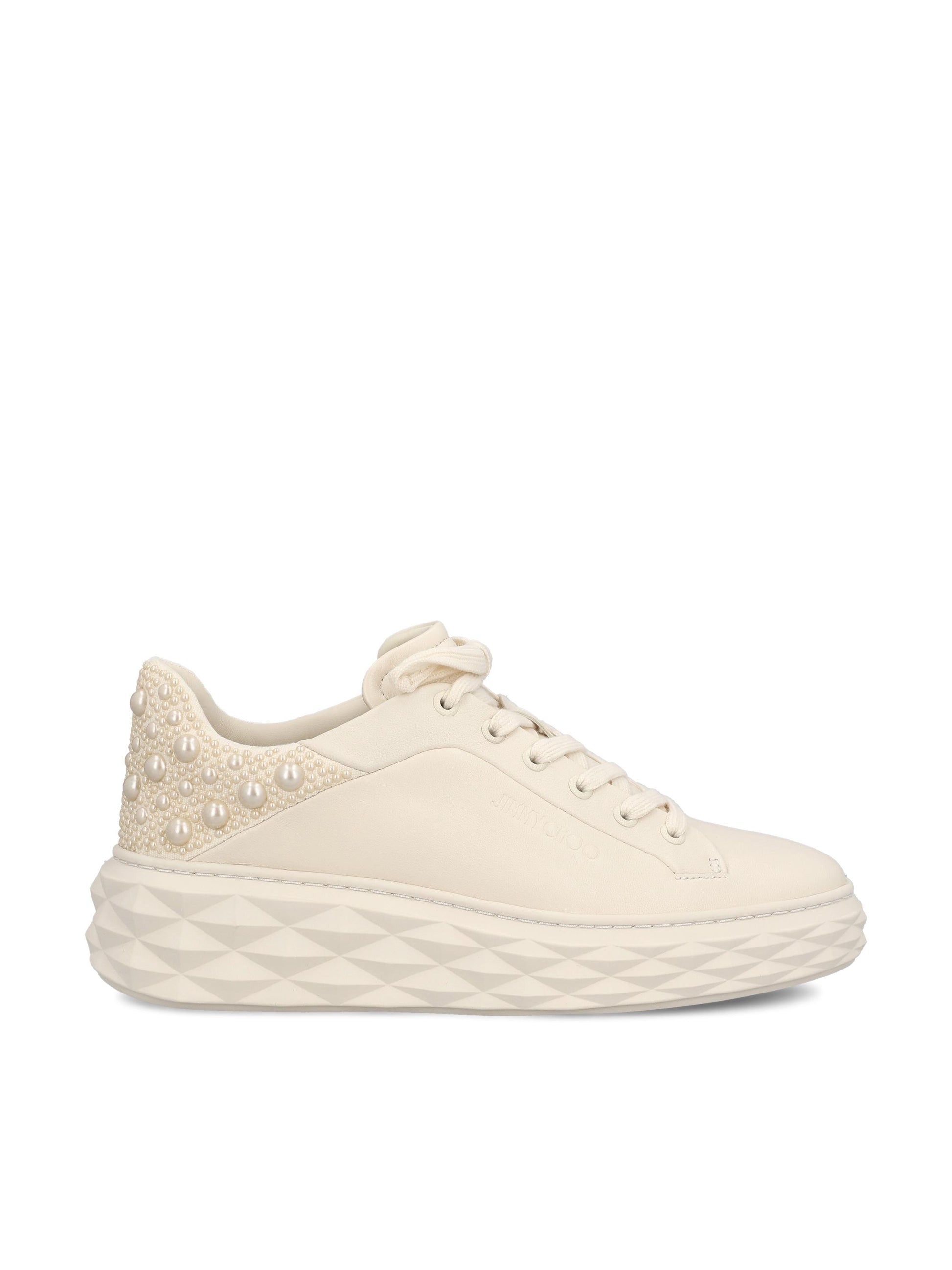 Sneakers realizzate in pelle. DIAMOND MAXI/F II NVKXLATTEMIX JIMMY CHOO 