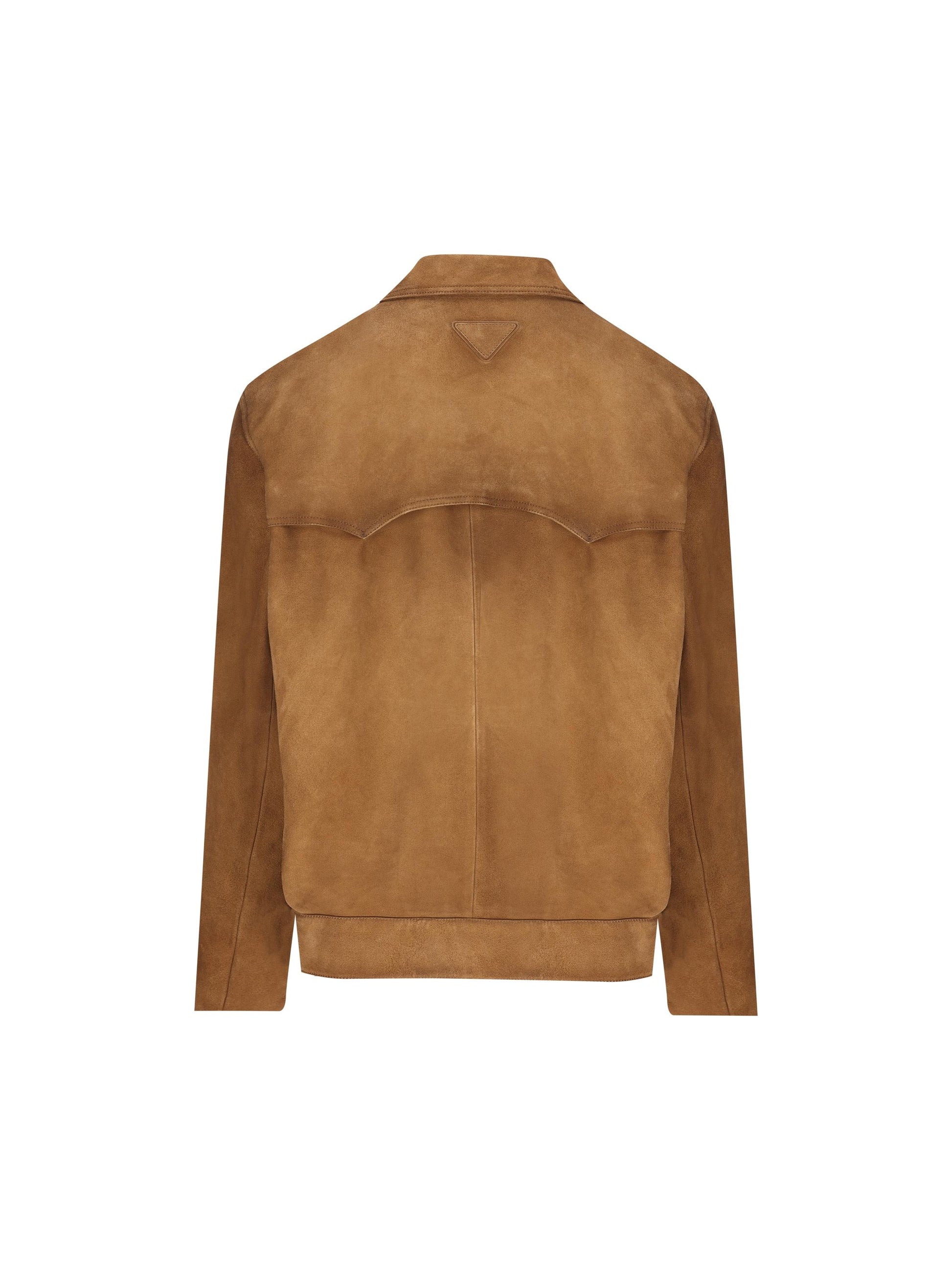 Giacca in pelle scamosciata tabacco UPW567 1V97F0005 PRADA 