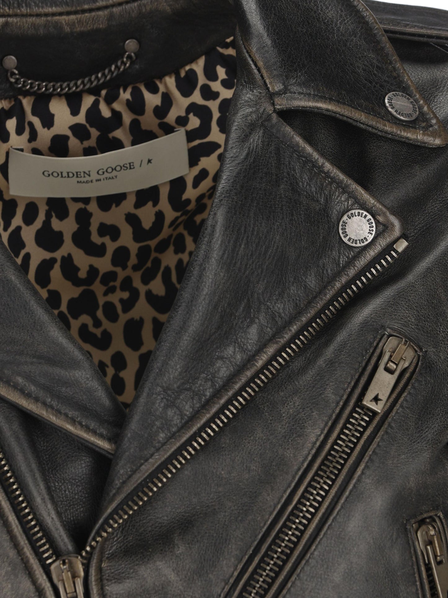 Chiodo in pelle. GWP00848 P00064790100 GOLDEN GOOSE 