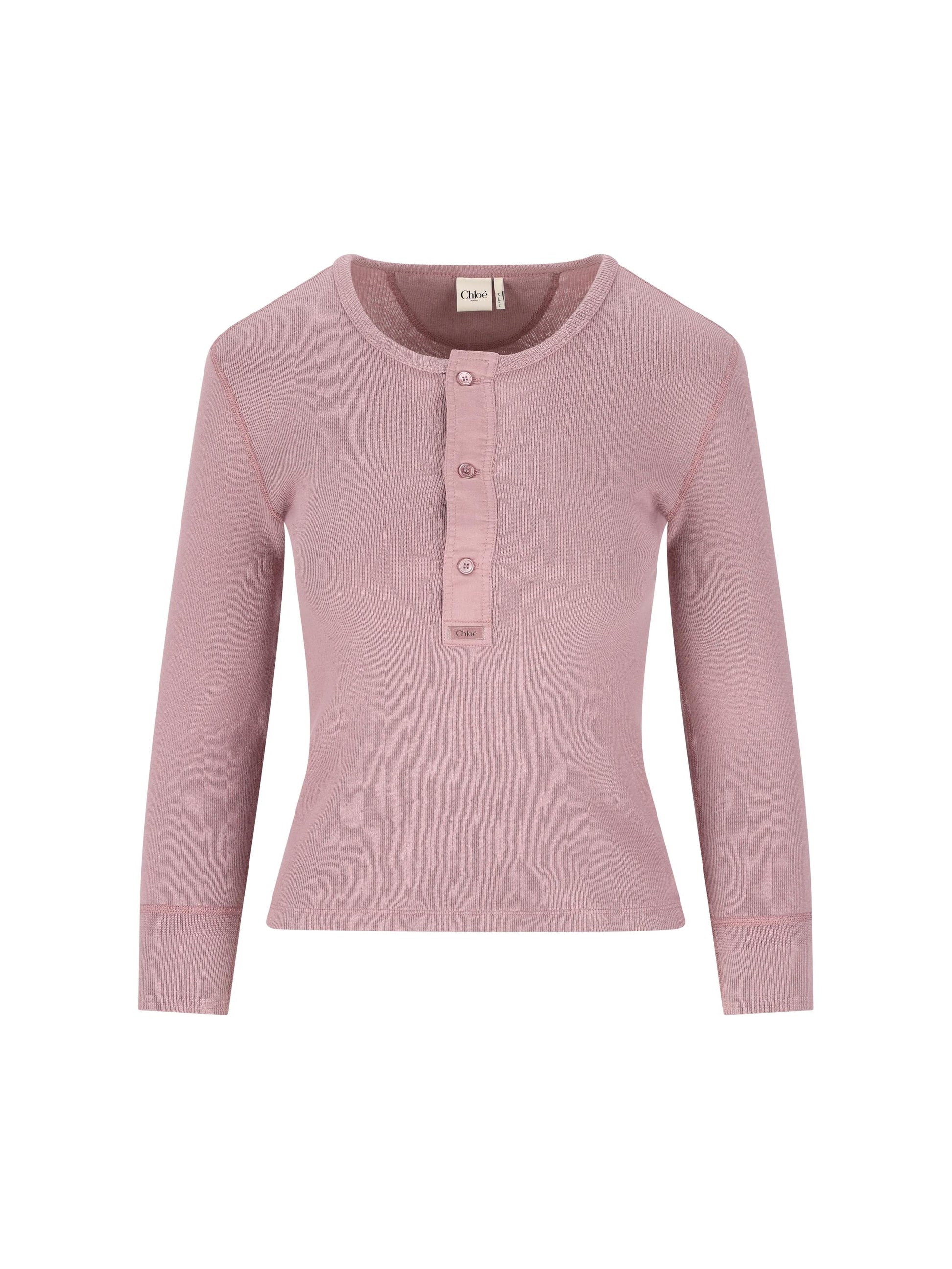 Camicia Henley aderente in jersey di cotone CH26SJH30185 50C CHLOE' 