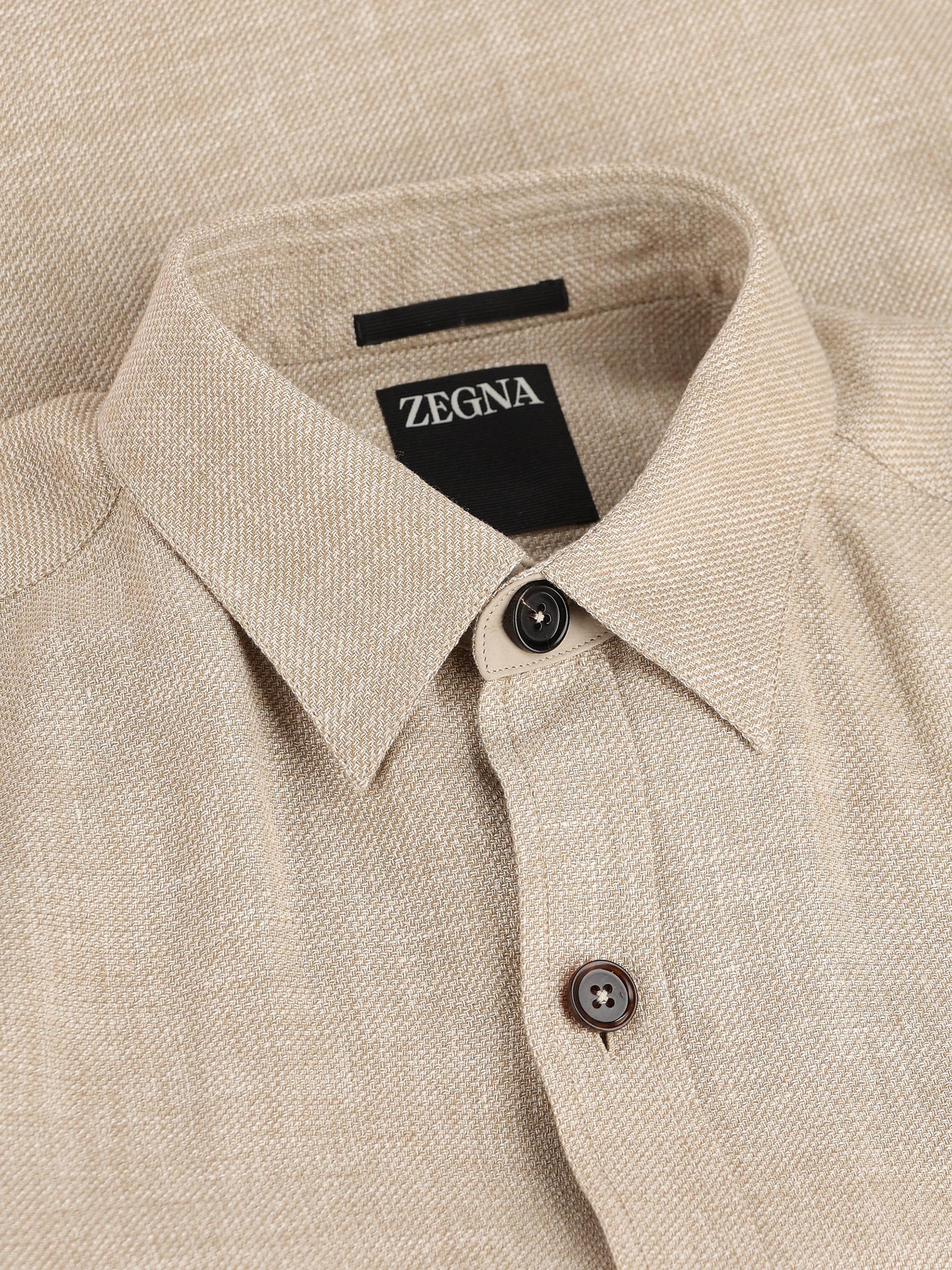 Overshirt in cashmere, lino e seta beige melange UHV75A3 SOT52272 ZEGNA 
