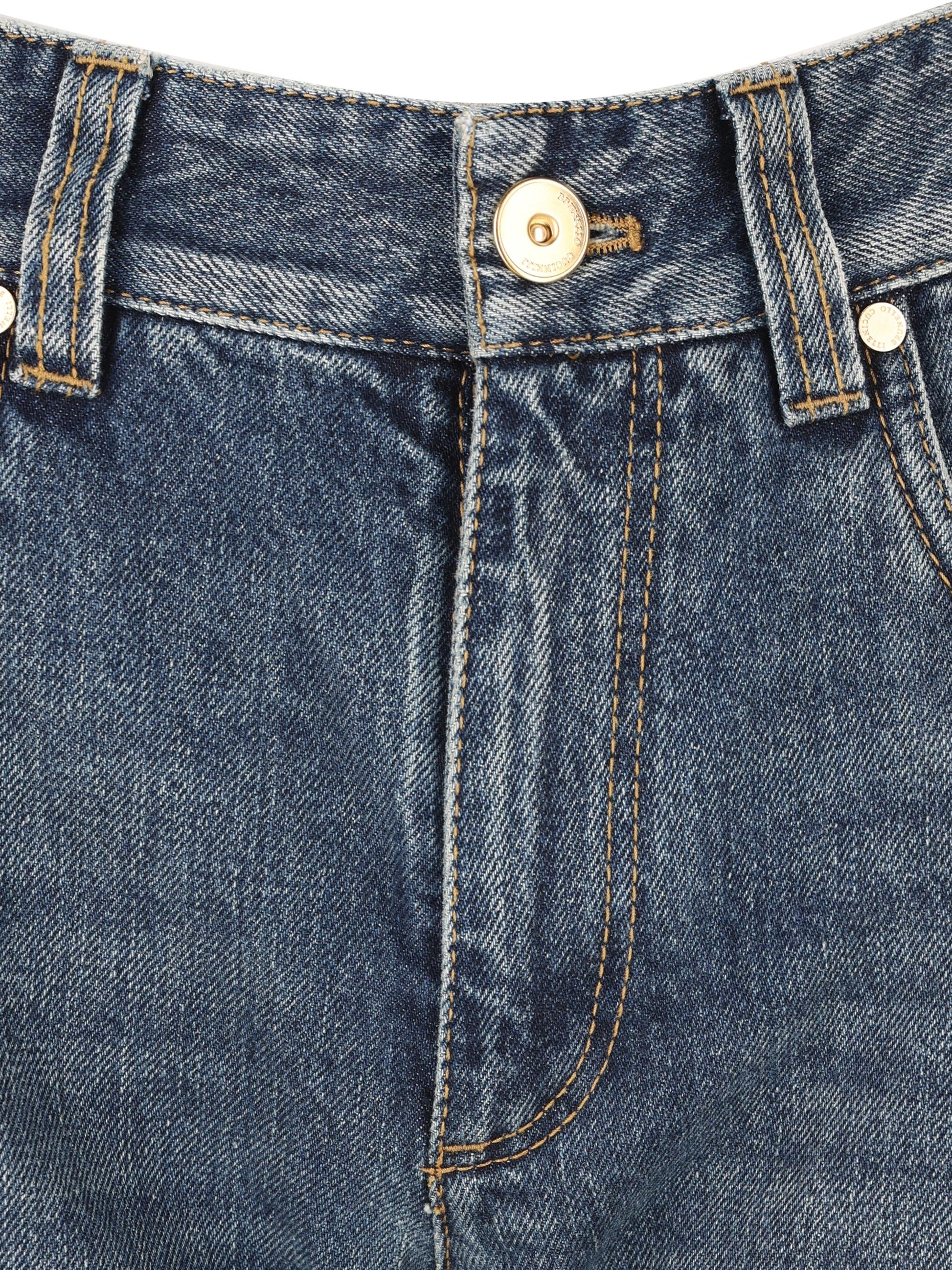 Pantalone Column in Denim Authentic con Monile MA095P4035 C9039 BRUNELLO CUCINELLI 