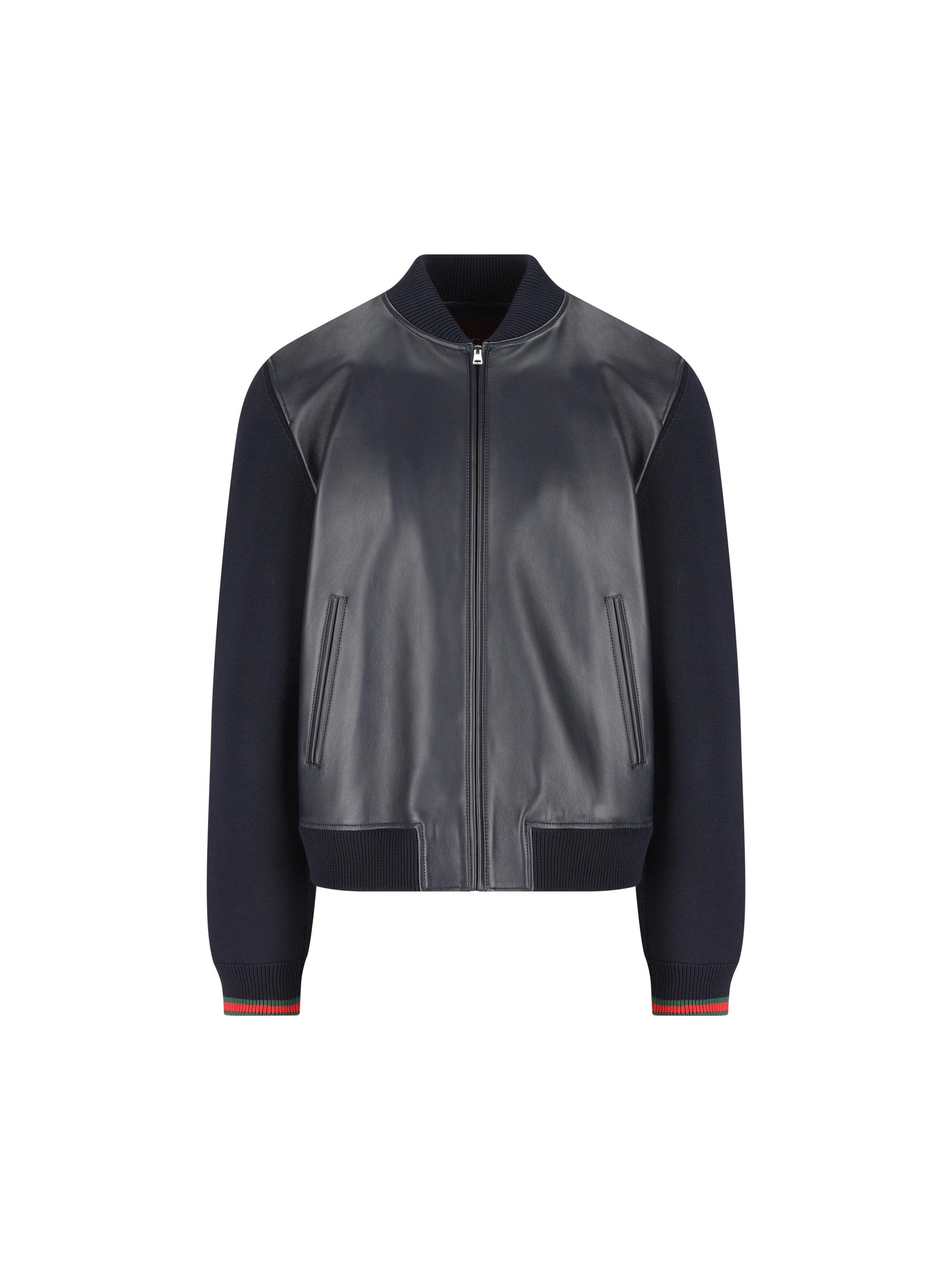 Bomber realizzato in pelle e maglia. 793181 XNA294044 GUCCI 