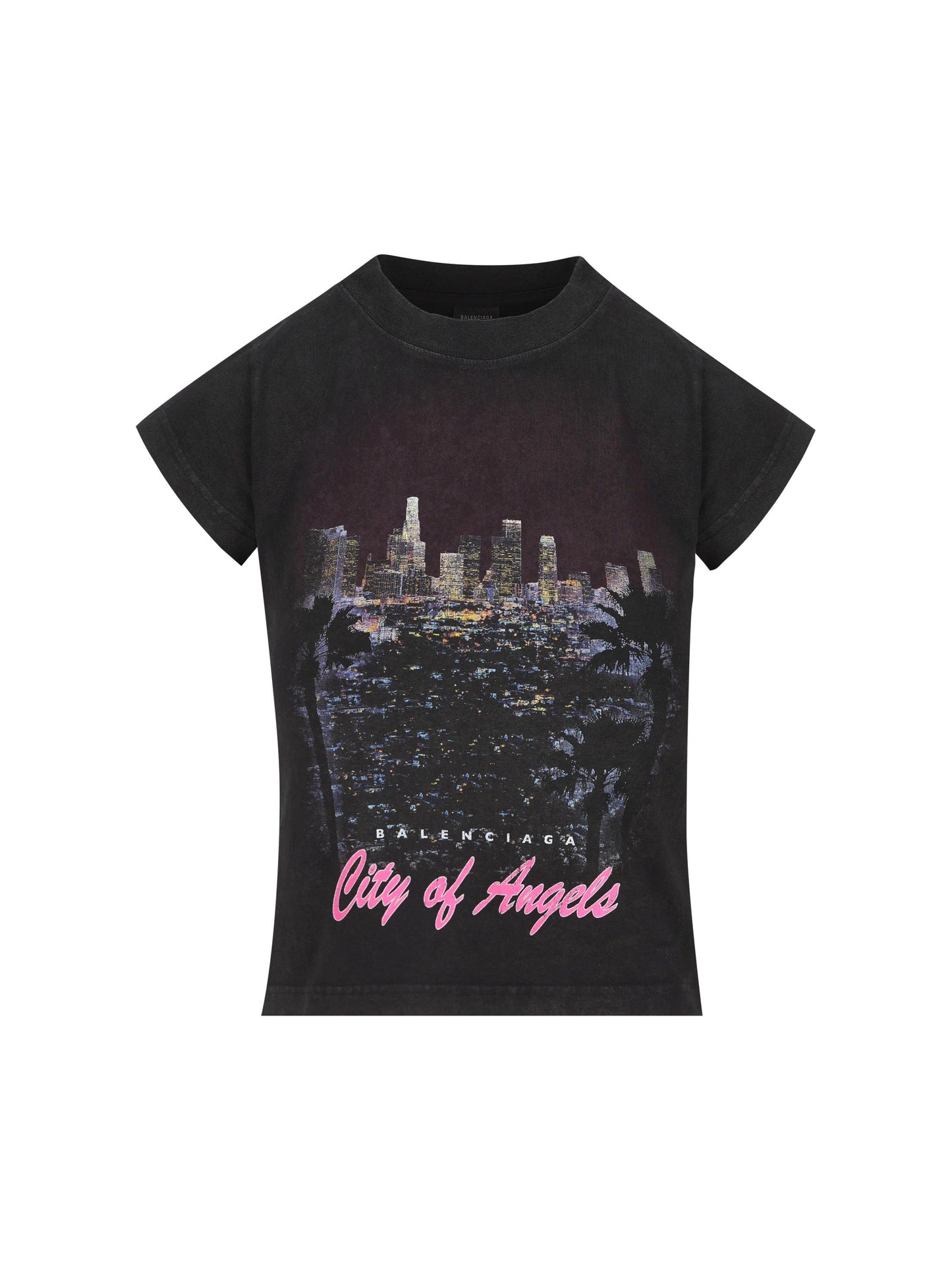 T-Shirt Shrunk City Of Angels in nero délavé 807341 TSVR51041 BALENCIAGA 